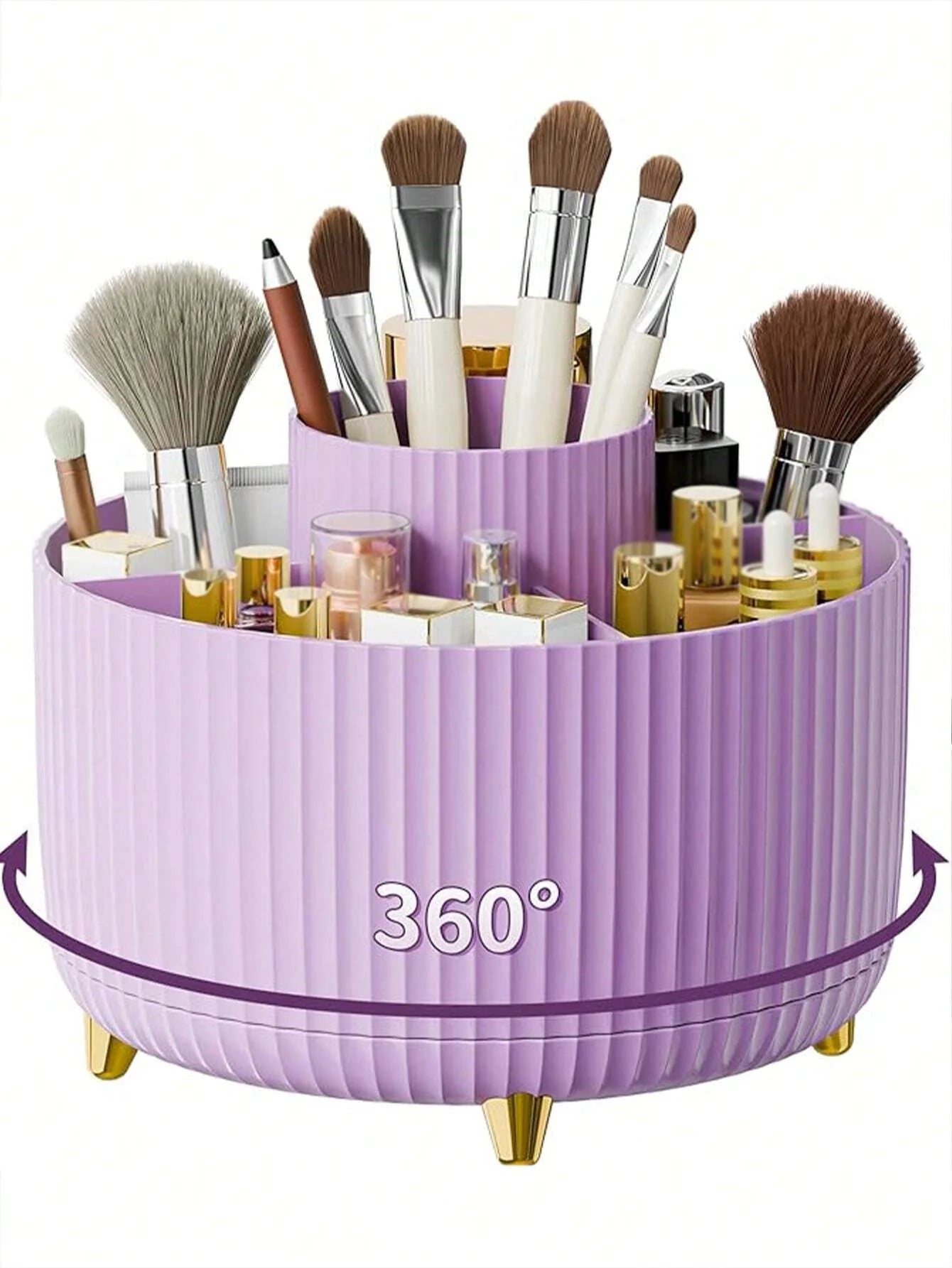 1pc 360° Rotating Makeup Brush Holder Organizer, Cosmetic Storage Cabinet, Makeup & Skincare Storage, Gifted Boxed, Suitable For Vanity, Desktop, Bathroom