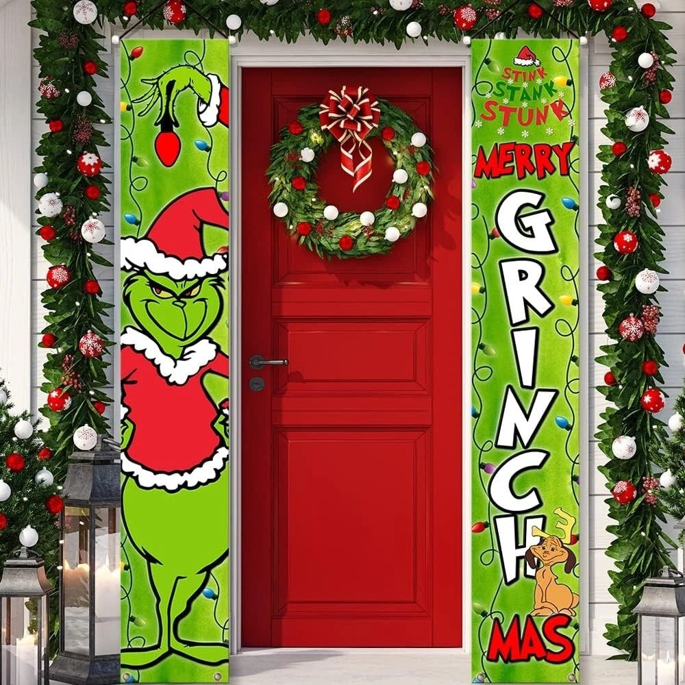 Grinch Christmas Porch Door Decorations