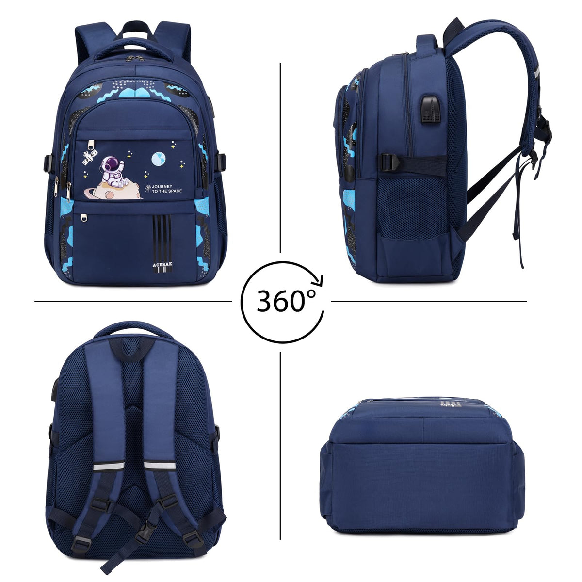 ACESAK Astronaut Backpack for Boys - Boy Backpack Schoolbag with Lunch Bag