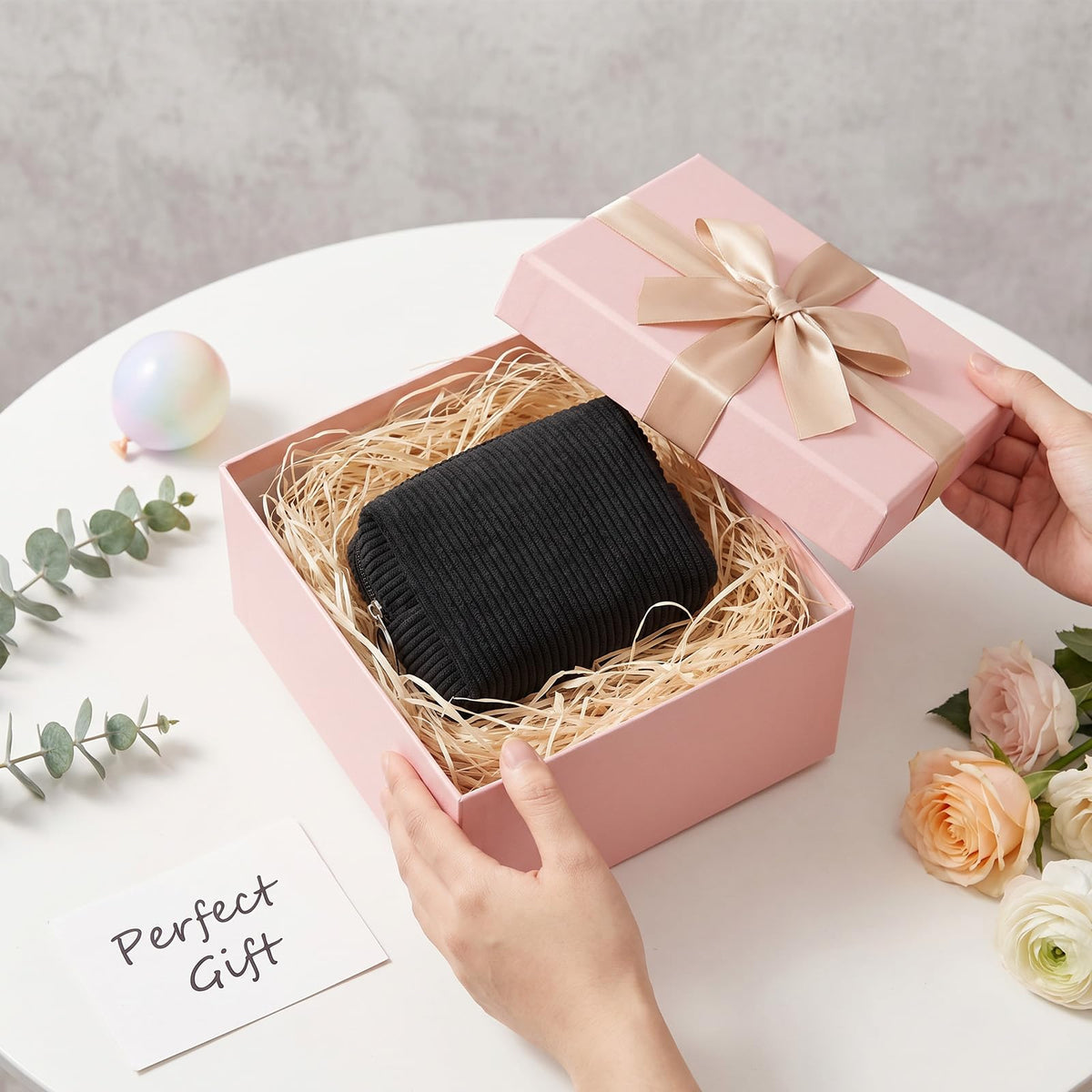 MAGEFY Corduroy Makeup Bag - Small Travel Cosmetic Pouch for Women, Portable Mini Zipper Purse with Everyday Essentials for Office, or Trip (Black)
