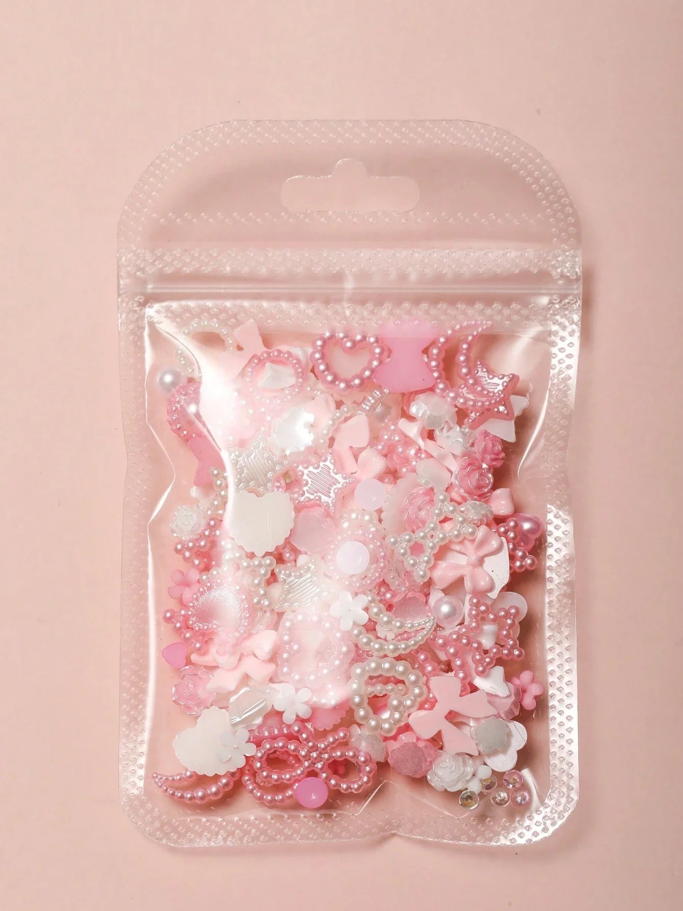 50Pcs 3D Kawaii Pink White Mixed Bow Flower Star Moon Multi-Model Mixed Rambom Resin Nail Art Pendant Y2K Cartoon Faux Pearl Pink White Heart Shape Mini Round Nail Rhinestone Ornament Diy Accessories Supplies Nail Charms Nail Gems Nails