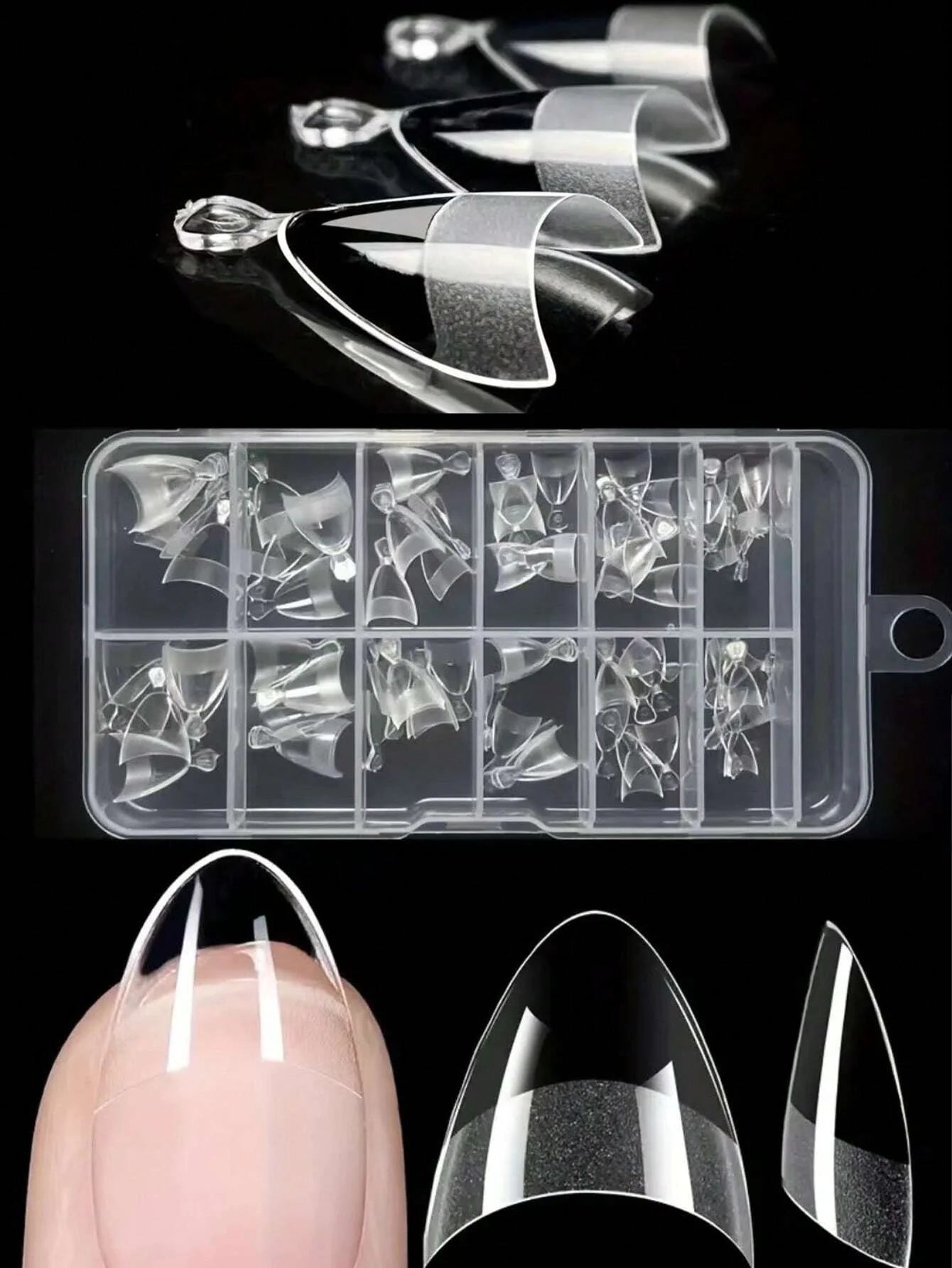 240 Pcs Diy Easy Half Matte Half Cover Almond Shaped False Nails, Multi-Angle Display Acrylic Nail Tips, Thinner Edge For Natural Fit, Thicker Front For Durability Press On Nails Nail Supplies Nails