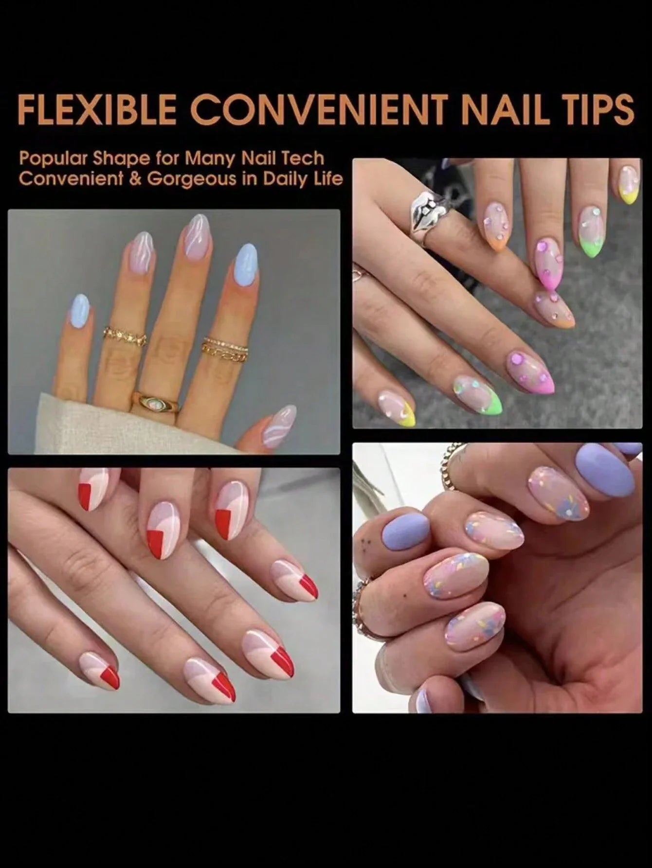 240 Pcs Diy Easy Half Matte Half Cover Almond Shaped False Nails, Multi-Angle Display Acrylic Nail Tips, Thinner Edge For Natural Fit, Thicker Front For Durability Press On Nails Nail Supplies Nails