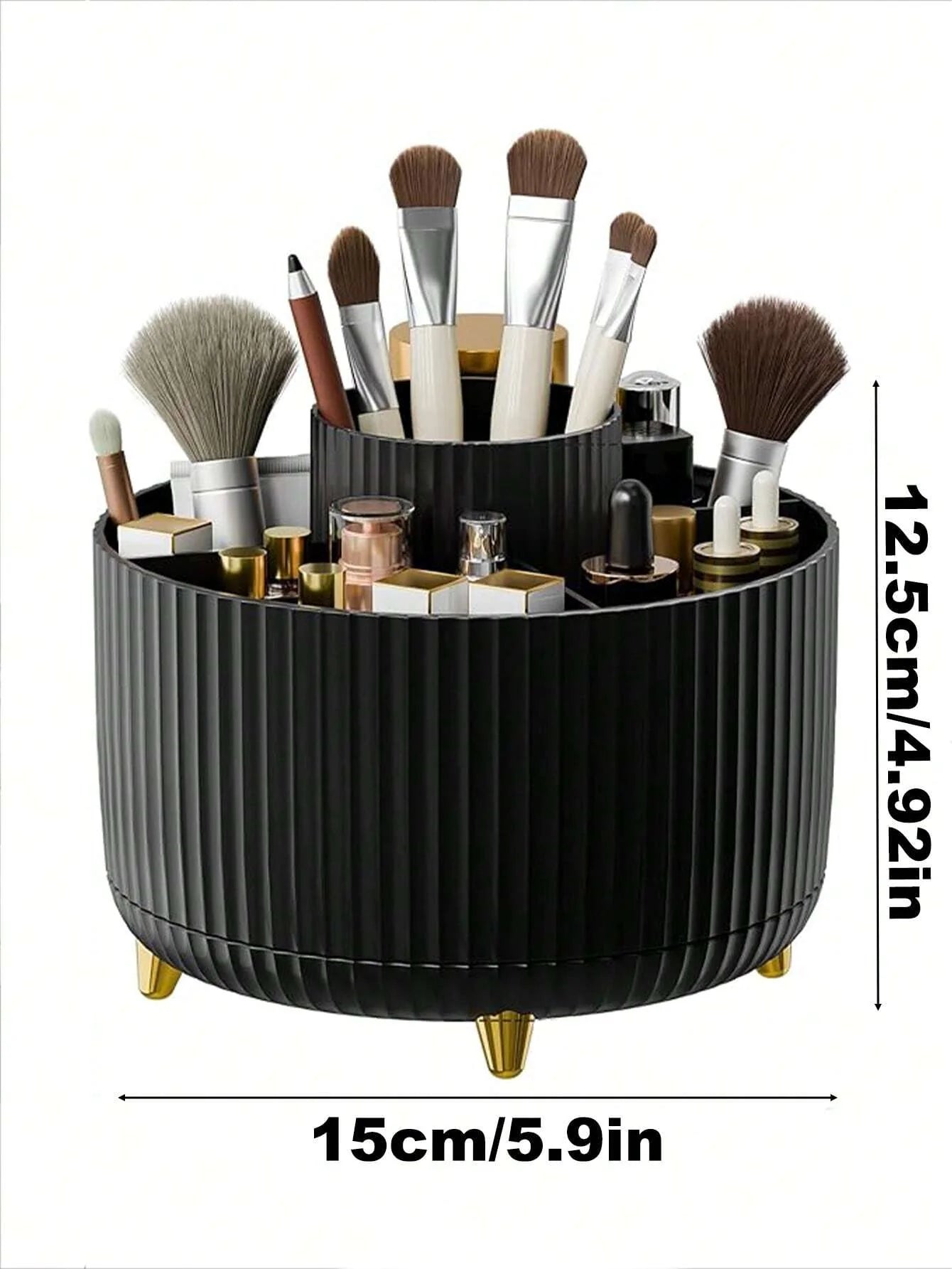 1pc 360° Rotating Makeup Brush Holder Organizer, Cosmetic Storage Cabinet, Makeup & Skincare Storage, Gifted Boxed, Suitable For Vanity, Desktop, Bathroom