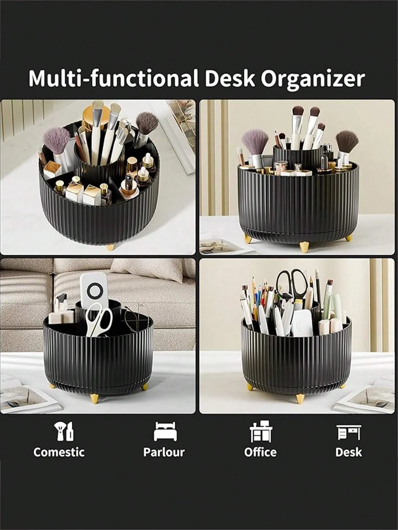 1pc 360° Rotating Makeup Brush Holder Organizer, Cosmetic Storage Cabinet, Makeup & Skincare Storage, Gifted Boxed, Suitable For Vanity, Desktop, Bathroom