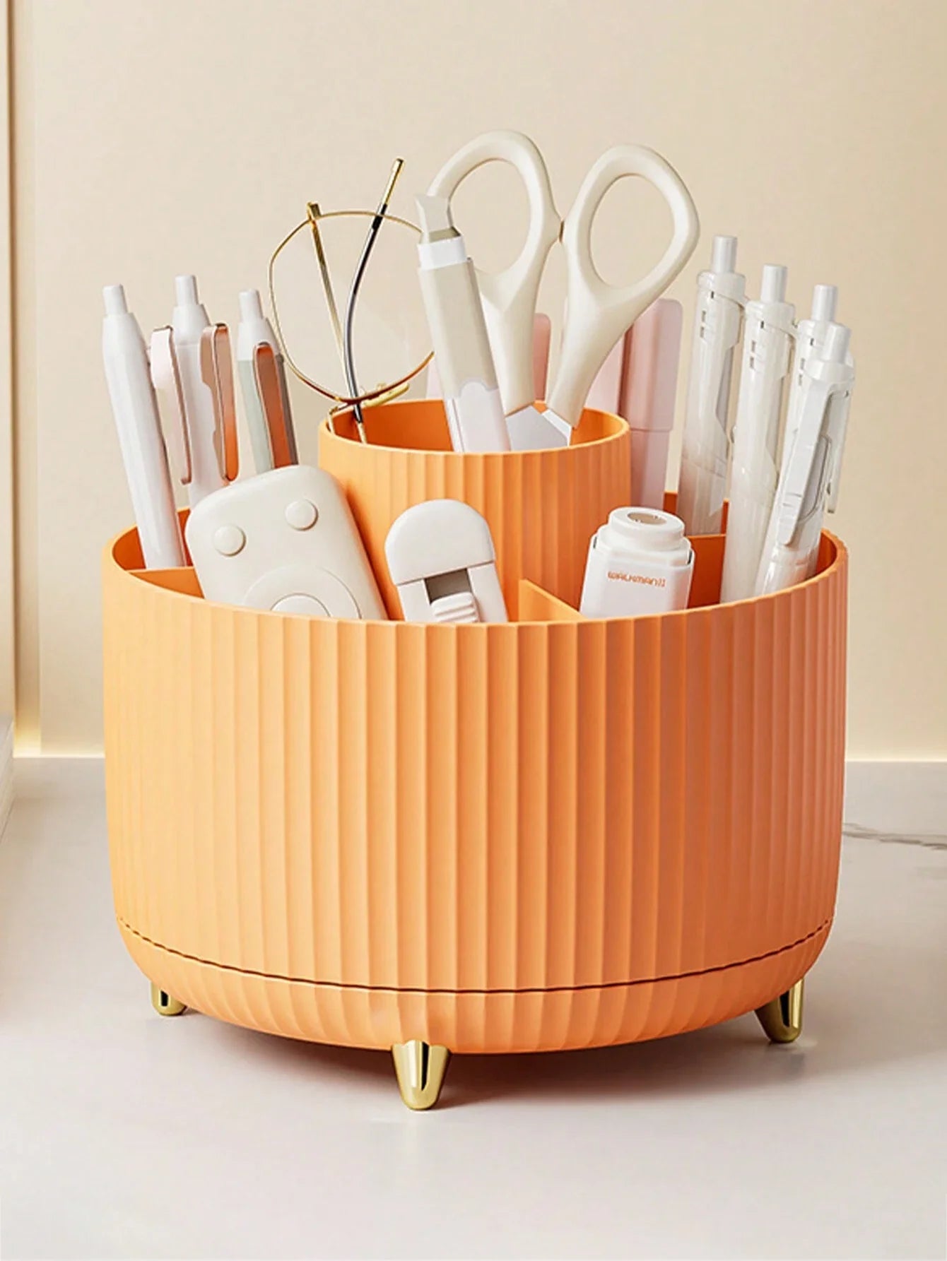 1pc 360° Rotating Makeup Brush Holder Organizer, Cosmetic Storage Cabinet, Makeup & Skincare Storage, Gifted Boxed, Suitable For Vanity, Desktop, Bathroom
