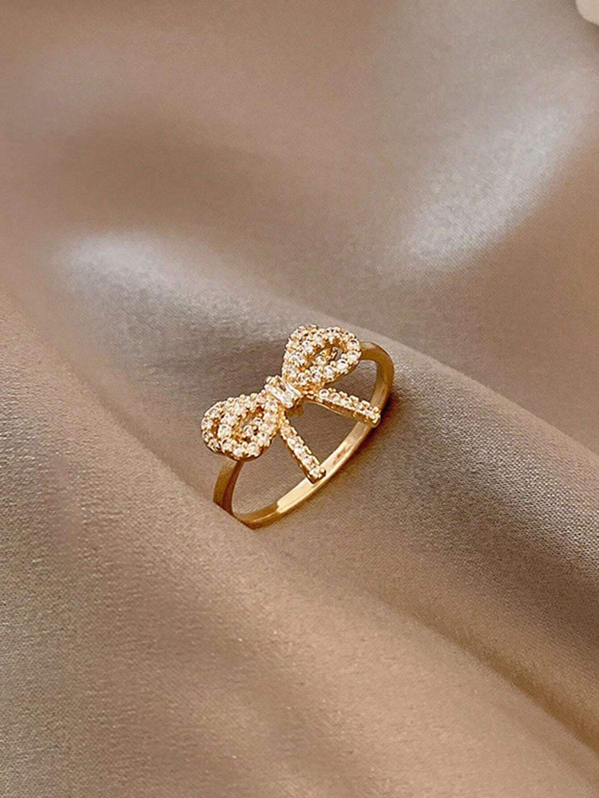 Cubic Zirconia Bowknot Open Ring