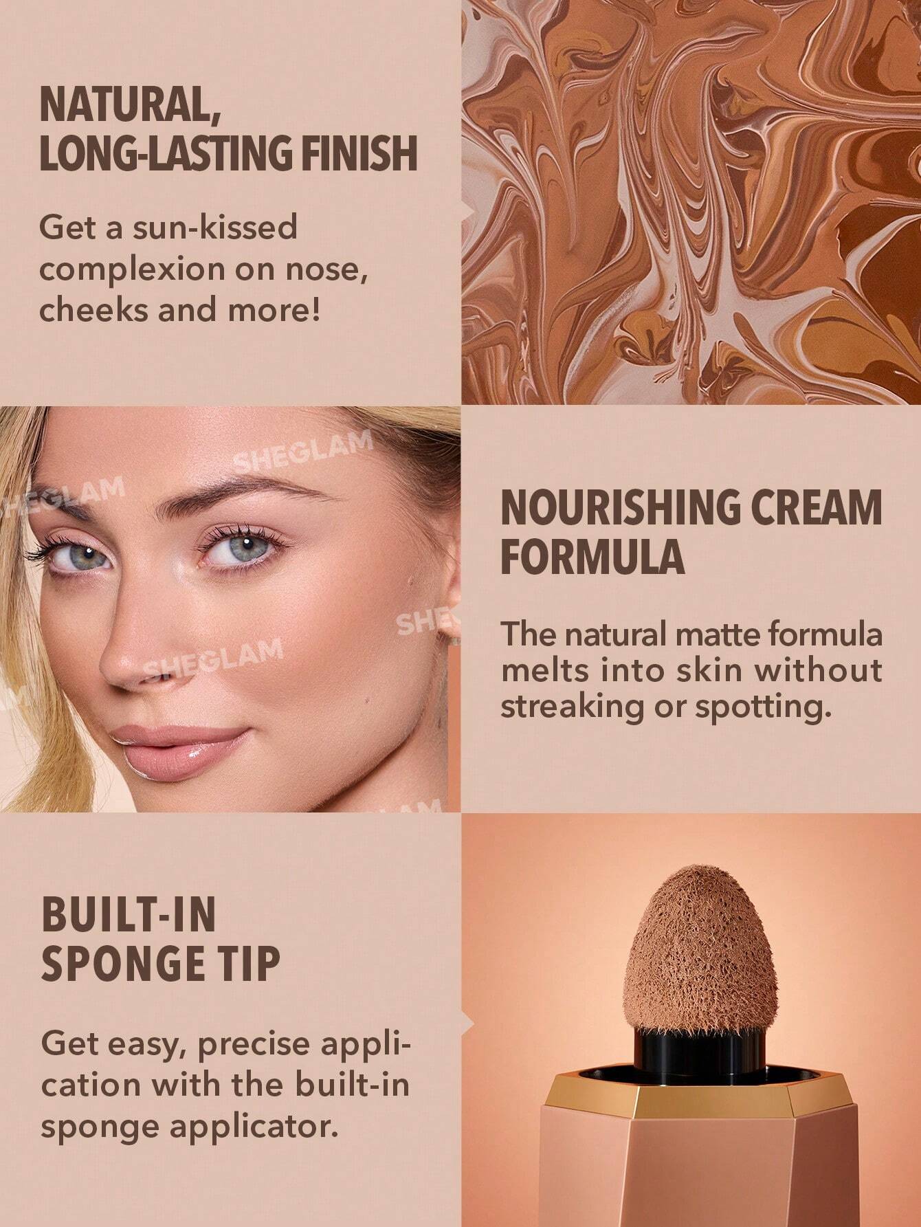 SHEGLAM Sun Beam Matte Liquid Bronzer-Terracotta Gel Cream Contour Non-Greasy Long Lasting Highly Pigmented Natural Contour Contouring Weightless Bronzer Brown Contour & Bronzer Brand Beauty Makeup Face Paint Cosmetic For Women Girls Perfect For Winter Id
