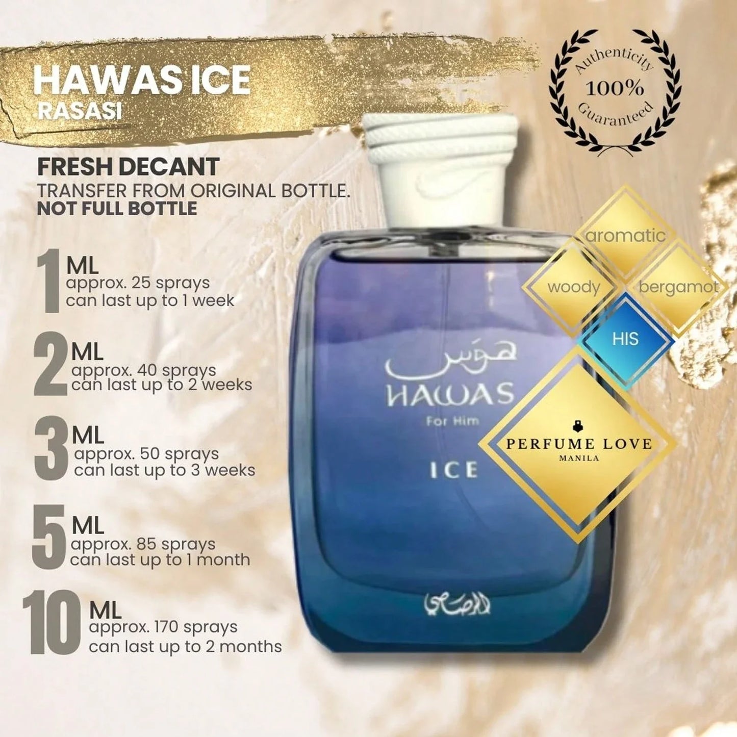 LocalAfnan Rasasi Hawas Lce For Men EDP - 100 ML (3.4 Оz)- Men'sLong Lasting Fresh Fragrance - Eau De Parfum - WithNotes Of Fresh Citrus, Frozen Apple And Moss