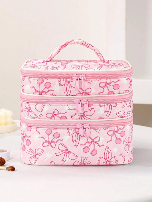 Cute Bow Cherry Makeup Bag