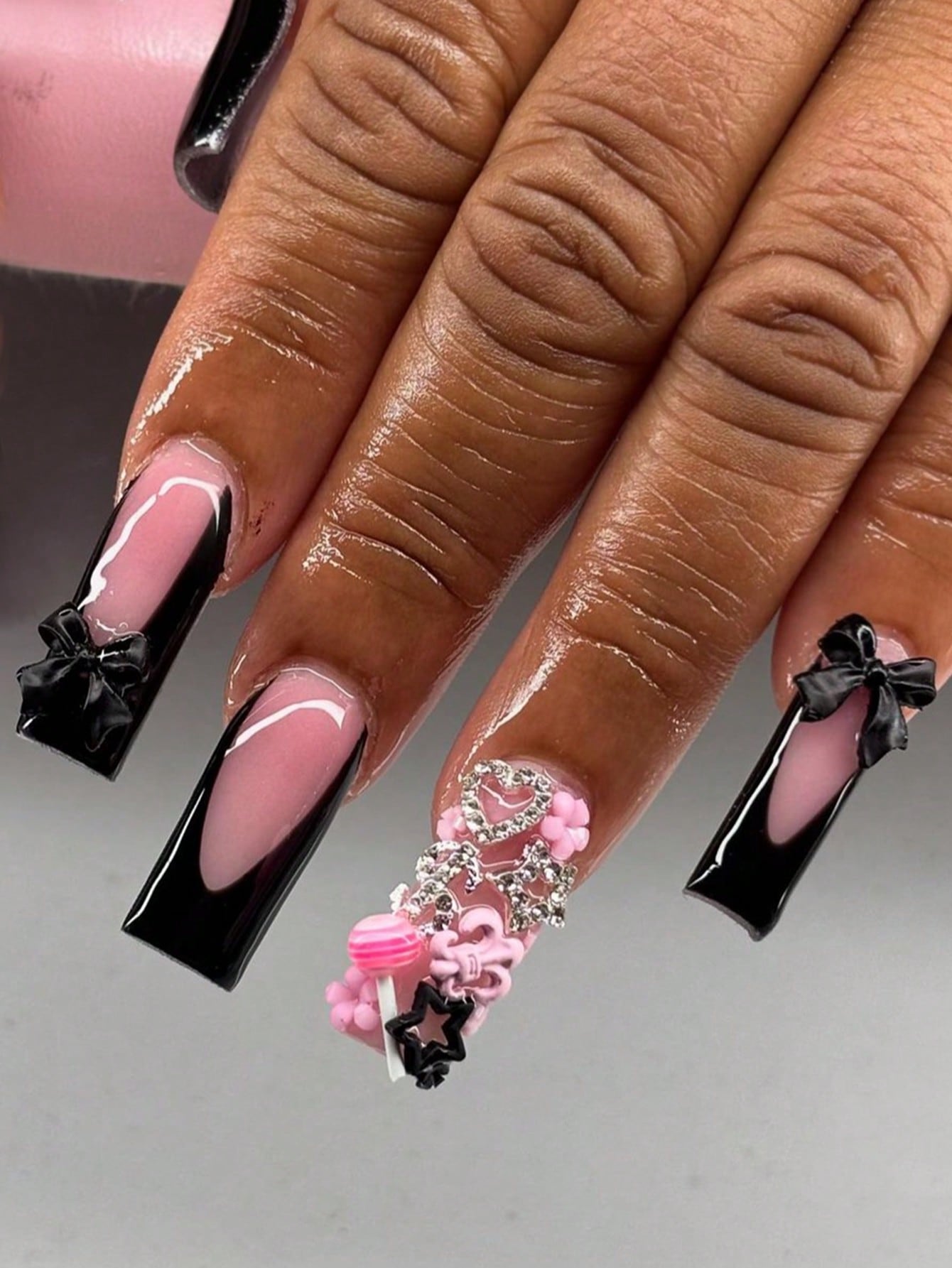 24pcs Luxury Extra Long Rectangular Nail Stickers, Decorated With 3D Golden Butterfly & Rhinestone Patterns, Champagne Warm Tones, Full Coverage, Suitable For Women, Girls, Parties, Dancing, Easy To Apply And Remove