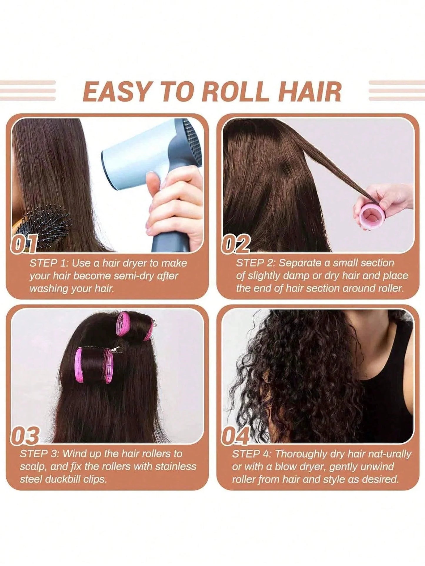 18pcs/Set Large Size Hair Rollers With Clips, Self-Gripping Curler Suitable For Long/Medium/Short Hair And Bangs, DIY Hair Curling Tool (Includes 12pcs Large Roller Tubes + 6pcs Clips),Back To School,Travel Holiday Essentials,Hair Accessories For Women,Ha