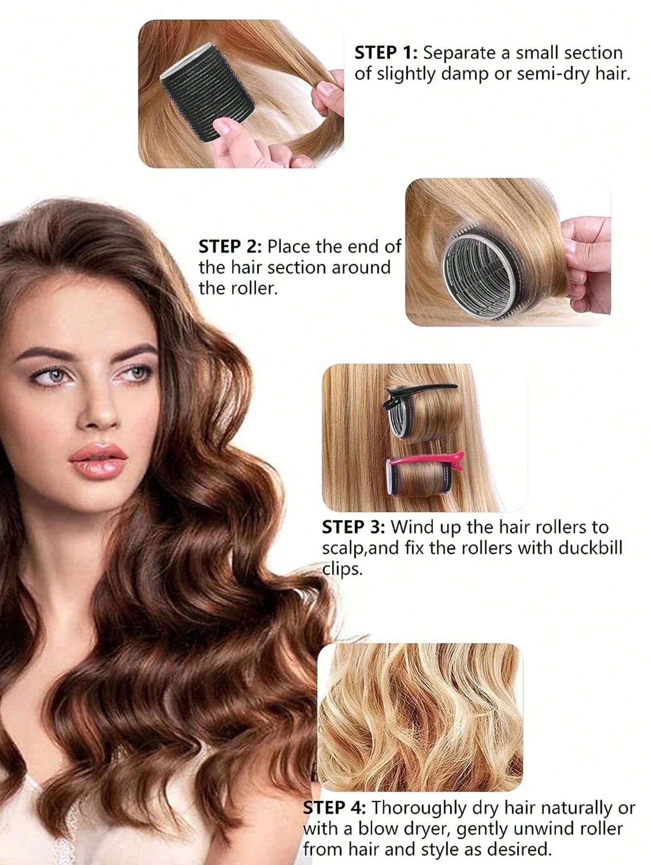 18pcs/Set Large Size Hair Rollers With Clips, Self-Gripping Curler Suitable For Long/Medium/Short Hair And Bangs, DIY Hair Curling Tool (Includes 12pcs Large Roller Tubes + 6pcs Clips),Back To School,Travel Holiday Essentials,Hair Accessories For Women,Ha