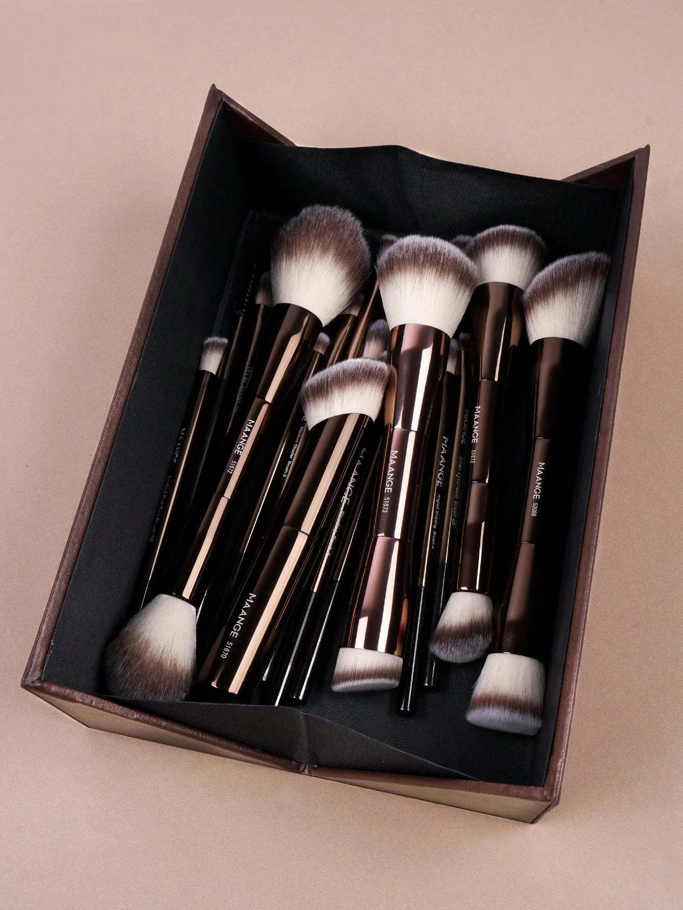 MAANGE 7pcs/13pcs/20Pcs Professional Facial Aluminum Tube Makeup Brushes&1pc Powder Puff Accessory With Paper Box Storage Box,Retractable Foundation Brush Double-Ended Powder Brush Blush Brush Highlight Brush Contour Brush Eyeshadow Brush,Smudge Brush Sha
