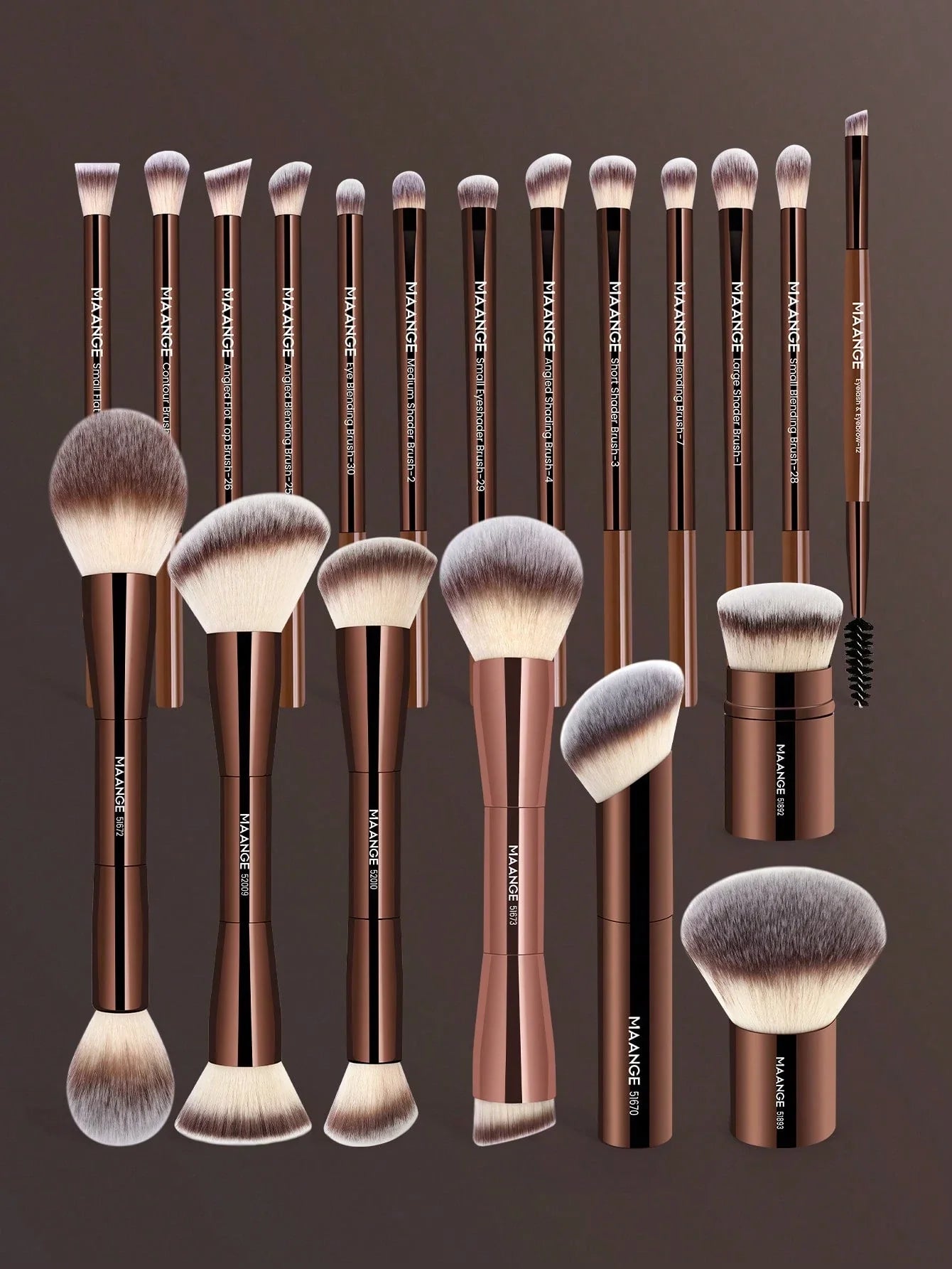 MAANGE 7pcs/13pcs/20Pcs Professional Facial Aluminum Tube Makeup Brushes&1pc Powder Puff Accessory With Paper Box Storage Box,Retractable Foundation Brush Double-Ended Powder Brush Blush Brush Highlight Brush Contour Brush Eyeshadow Brush,Smudge Brush Sha
