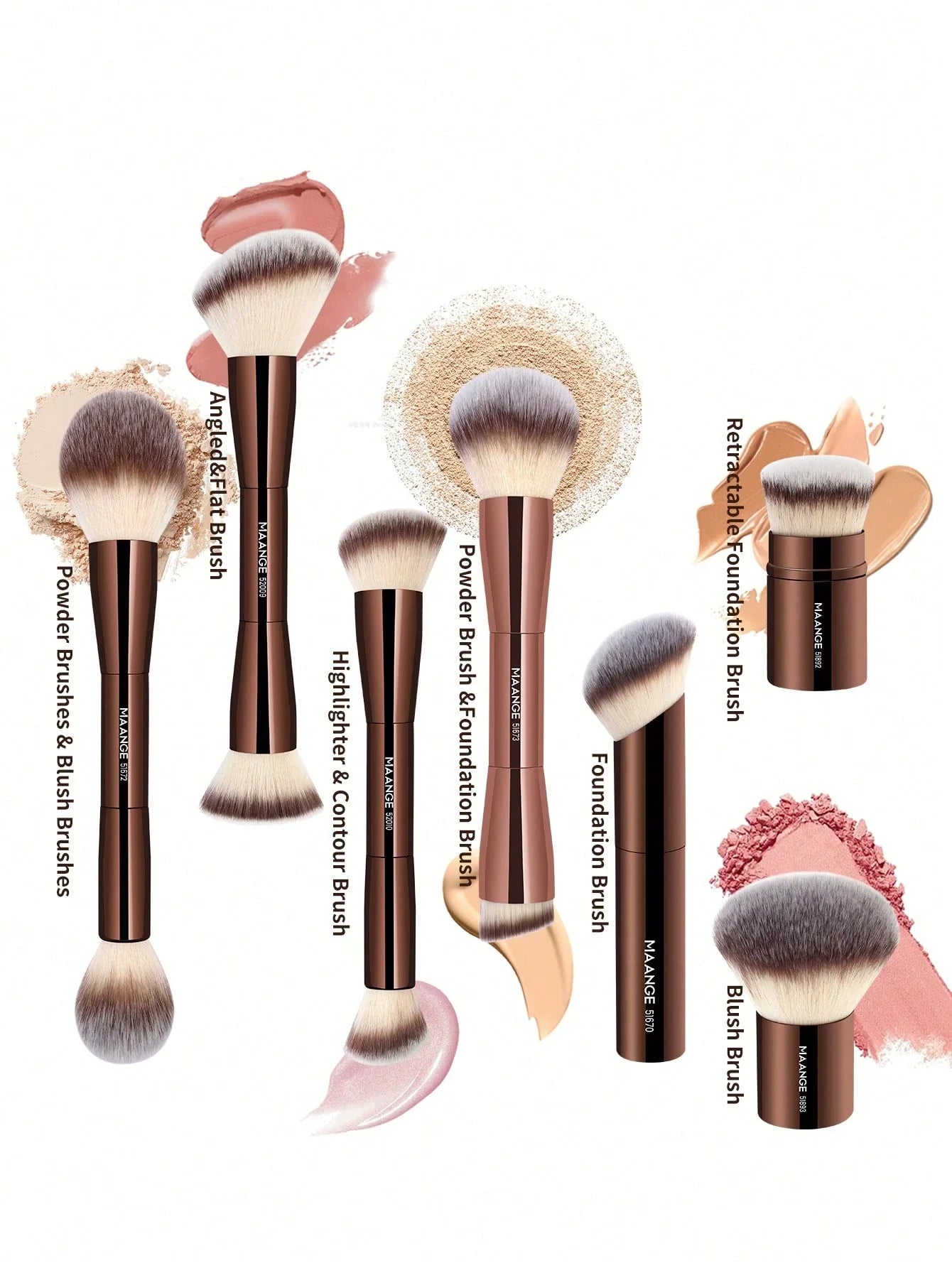 MAANGE 7pcs/13pcs/20Pcs Professional Facial Aluminum Tube Makeup Brushes&1pc Powder Puff Accessory With Paper Box Storage Box,Retractable Foundation Brush Double-Ended Powder Brush Blush Brush Highlight Brush Contour Brush Eyeshadow Brush,Smudge Brush Sha