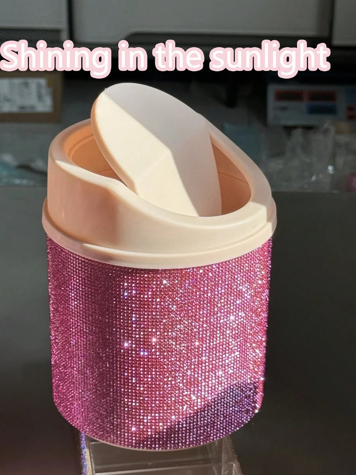 Rhinestone Desktop Makeup Trash Can