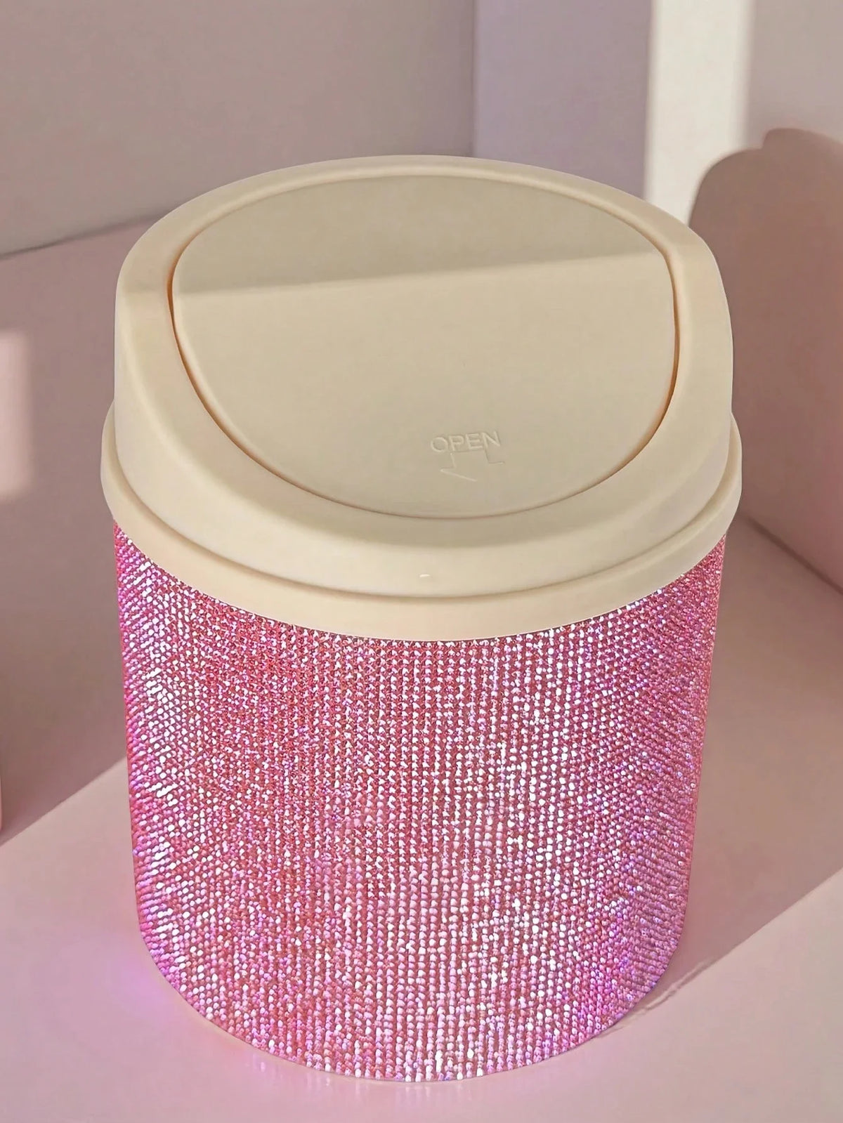 Rhinestone Desktop Makeup Trash Can