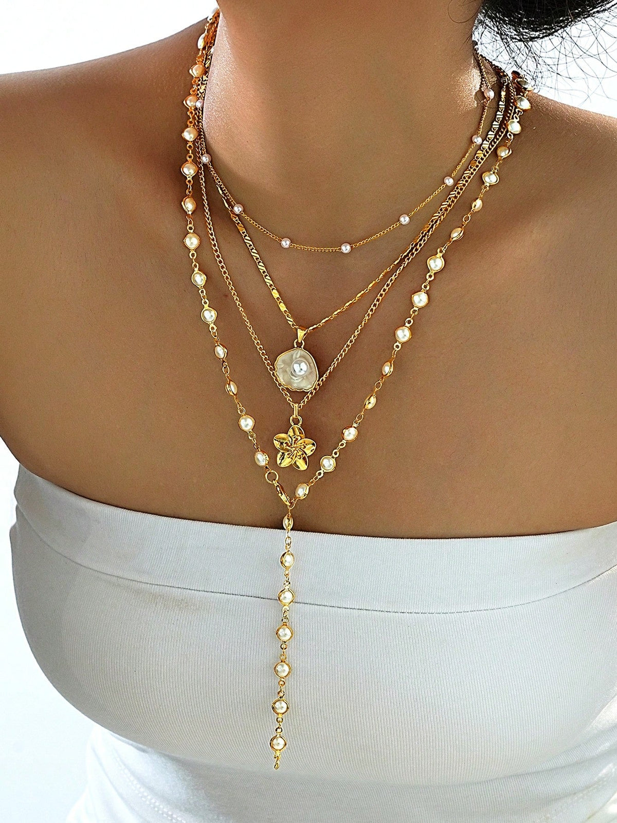 Bohemian Shell Pearl Necklace Set