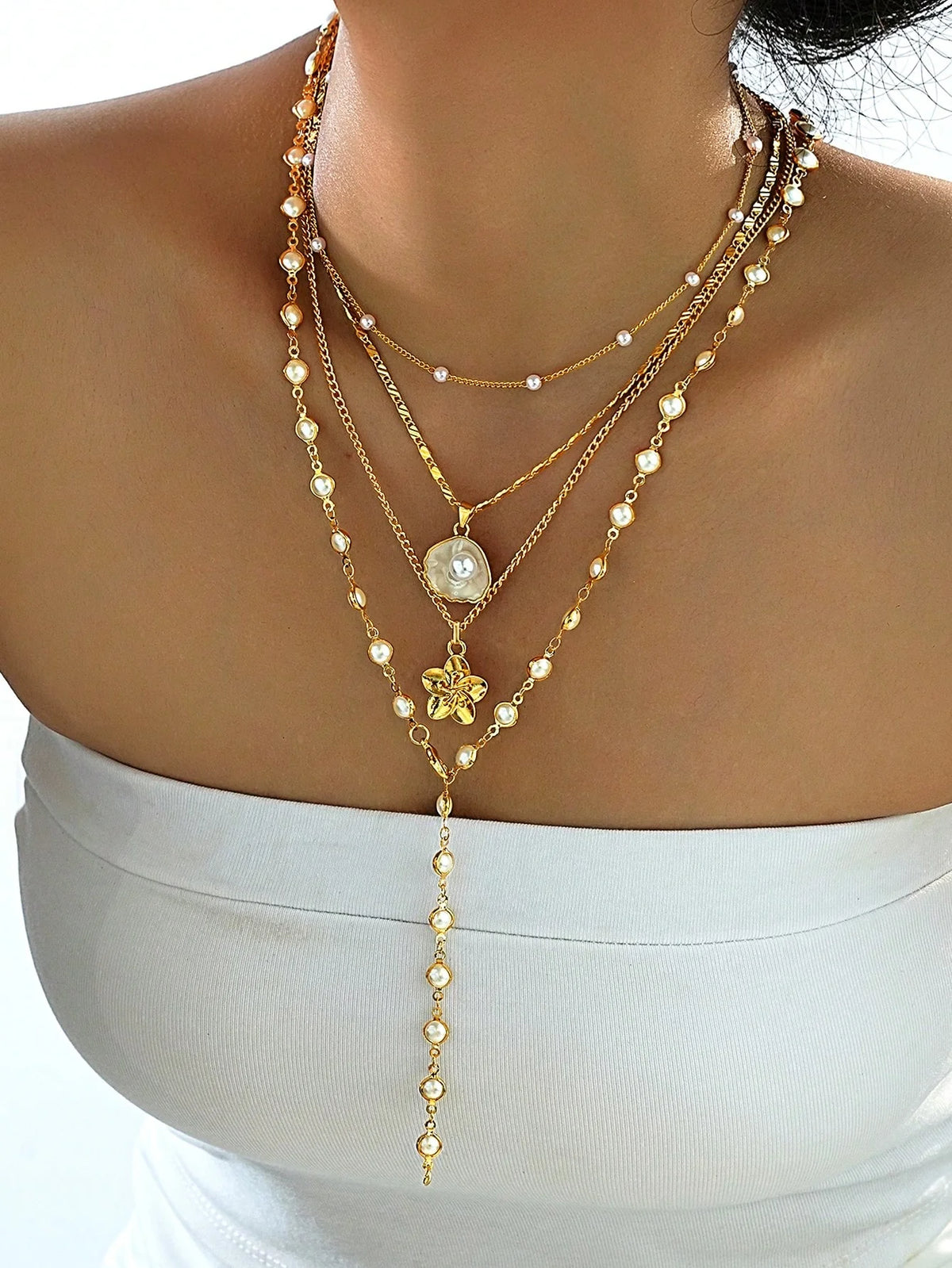 Bohemian Shell Pearl Necklace Set
