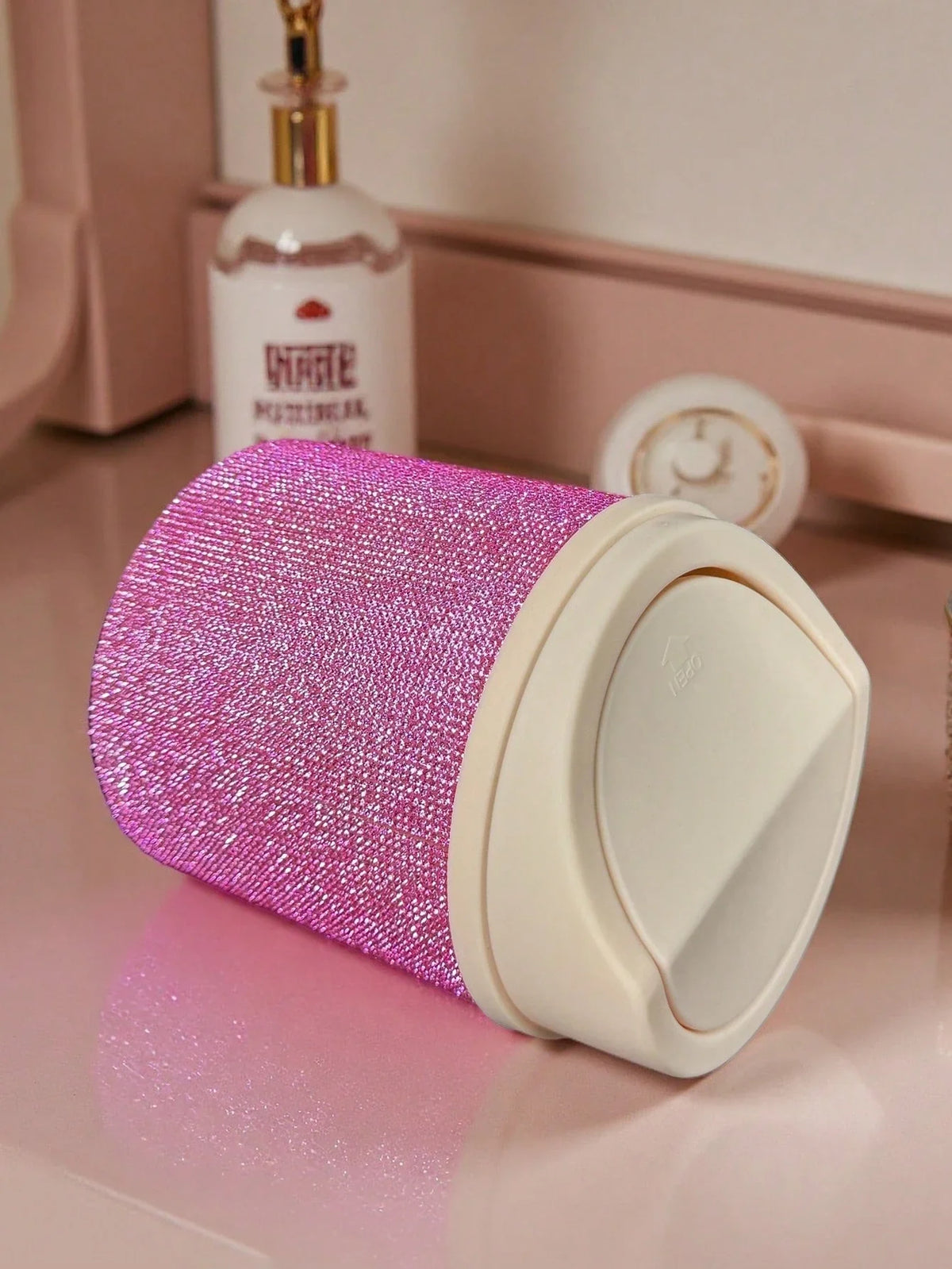 Rhinestone Desktop Makeup Trash Can