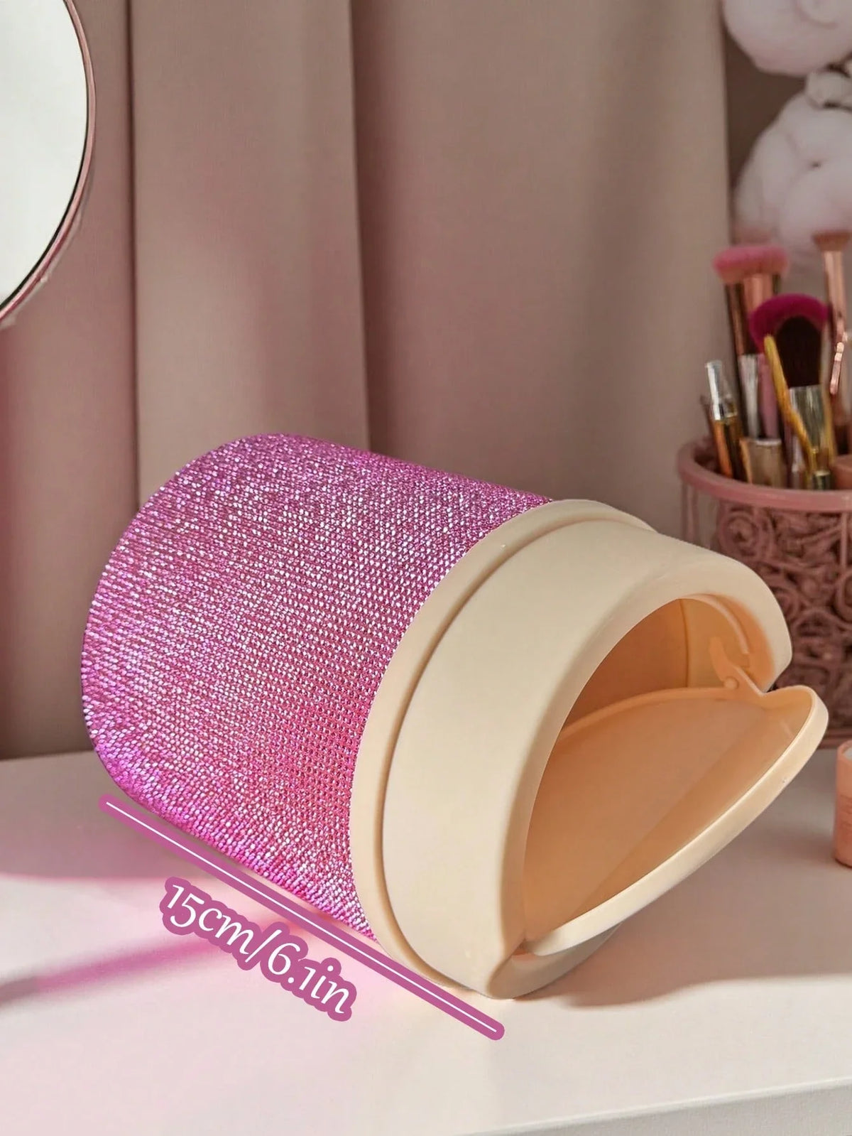 Rhinestone Desktop Makeup Trash Can