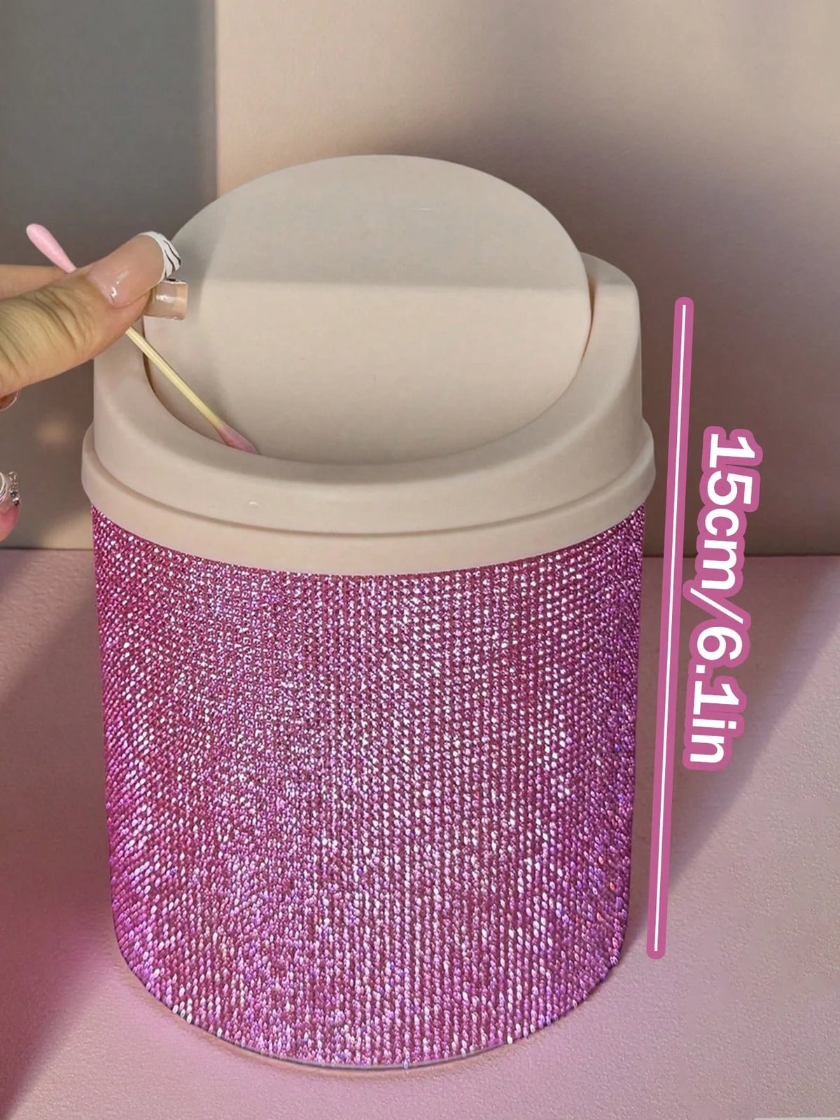 Rhinestone Desktop Makeup Trash Can