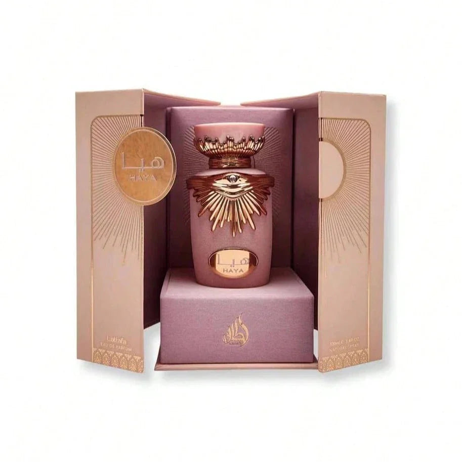 LocalLattafa Haya Eau De Parfum Spray For Women – 3.4 Oz | Sparkling Champagne, Strawberry & Rose, Warm Amber Sandalwood, Long Lasting Elegant Fragrance