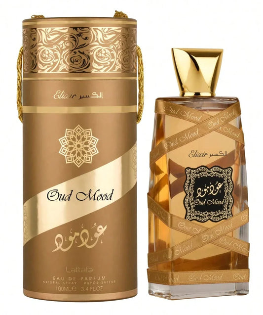 LocalLattafa Oud Mood Elixir Eau De Parfum 3.4 Oz / 100 Ml | Long-Lasting Oriental Woody Unisex Perfume | Saffron, Amber, Vanilla & Sandalwood Fragrance