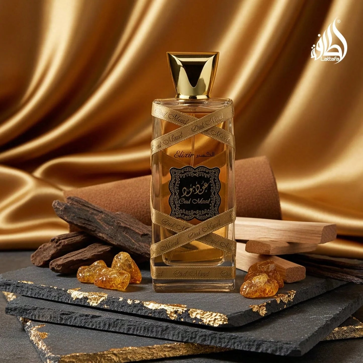 LocalLattafa Oud Mood Elixir Eau De Parfum 3.4 Oz / 100 Ml | Long-Lasting Oriental Woody Unisex Perfume | Saffron, Amber, Vanilla & Sandalwood Fragrance