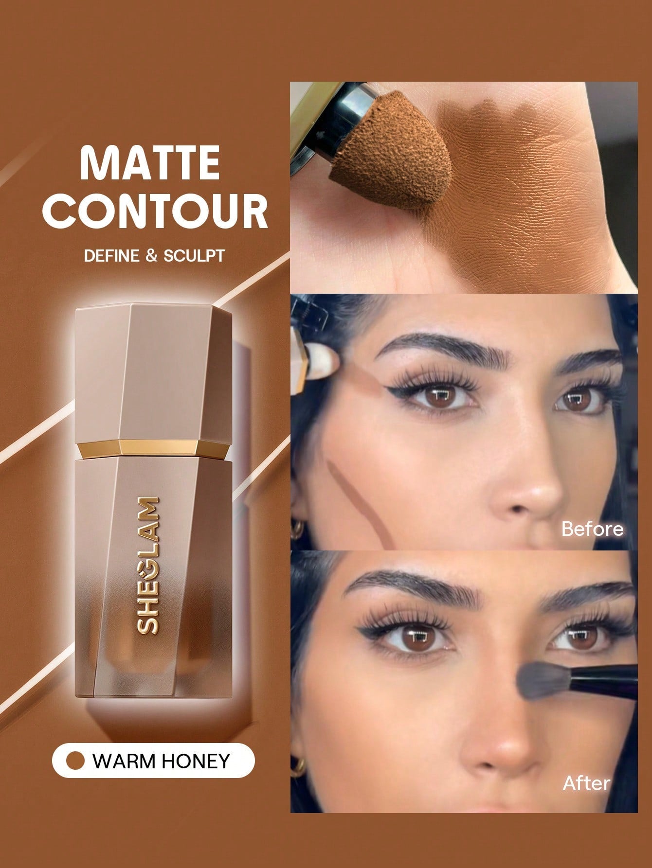 SHEGLAM Sun Beam Matte Liquid Bronzer-Terracotta Gel Cream Contour Non-Greasy Long Lasting Highly Pigmented Natural Contour Contouring Weightless Bronzer Brown Contour & Bronzer Brand Beauty Makeup Face Paint Cosmetic For Women Girls Perfect For Winter Id
