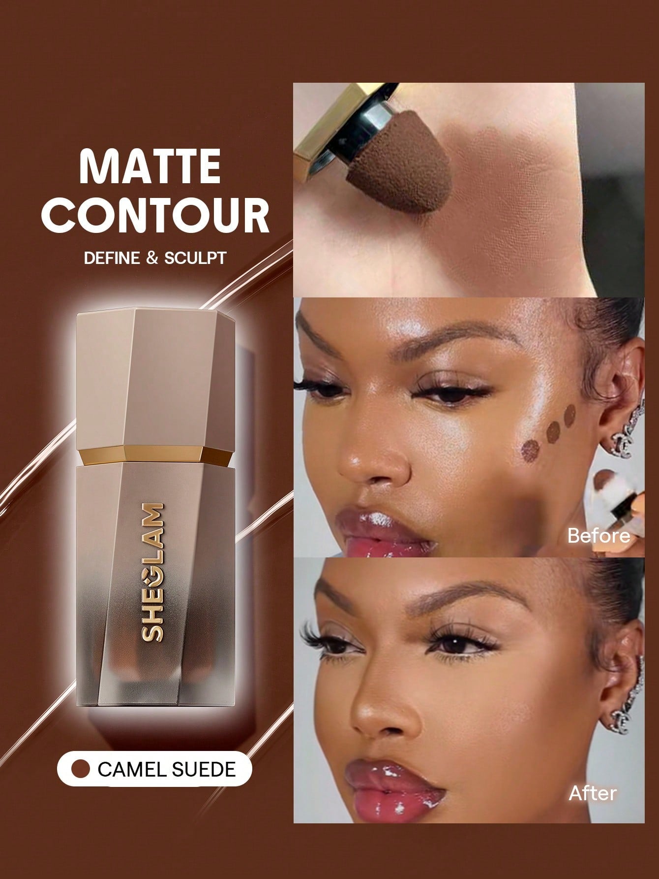 SHEGLAM Sun Beam Matte Liquid Bronzer-Terracotta Gel Cream Contour Non-Greasy Long Lasting Highly Pigmented Natural Contour Contouring Weightless Bronzer Brown Contour & Bronzer Brand Beauty Makeup Face Paint Cosmetic For Women Girls Perfect For Winter Id