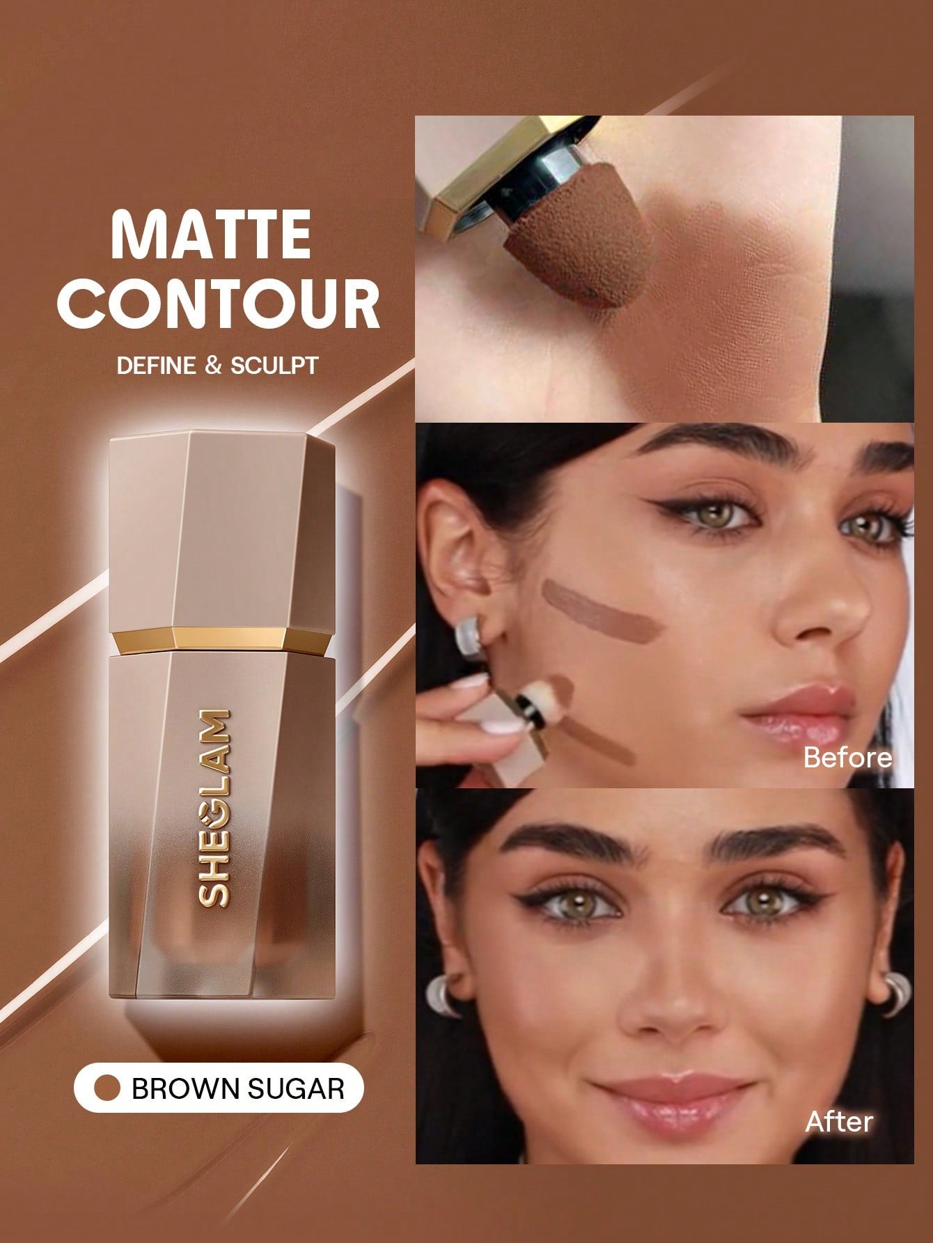 SHEGLAM Sun Beam Matte Liquid Bronzer-Terracotta Gel Cream Contour Non-Greasy Long Lasting Highly Pigmented Natural Contour Contouring Weightless Bronzer Brown Contour & Bronzer Brand Beauty Makeup Face Paint Cosmetic For Women Girls Perfect For Winter Id