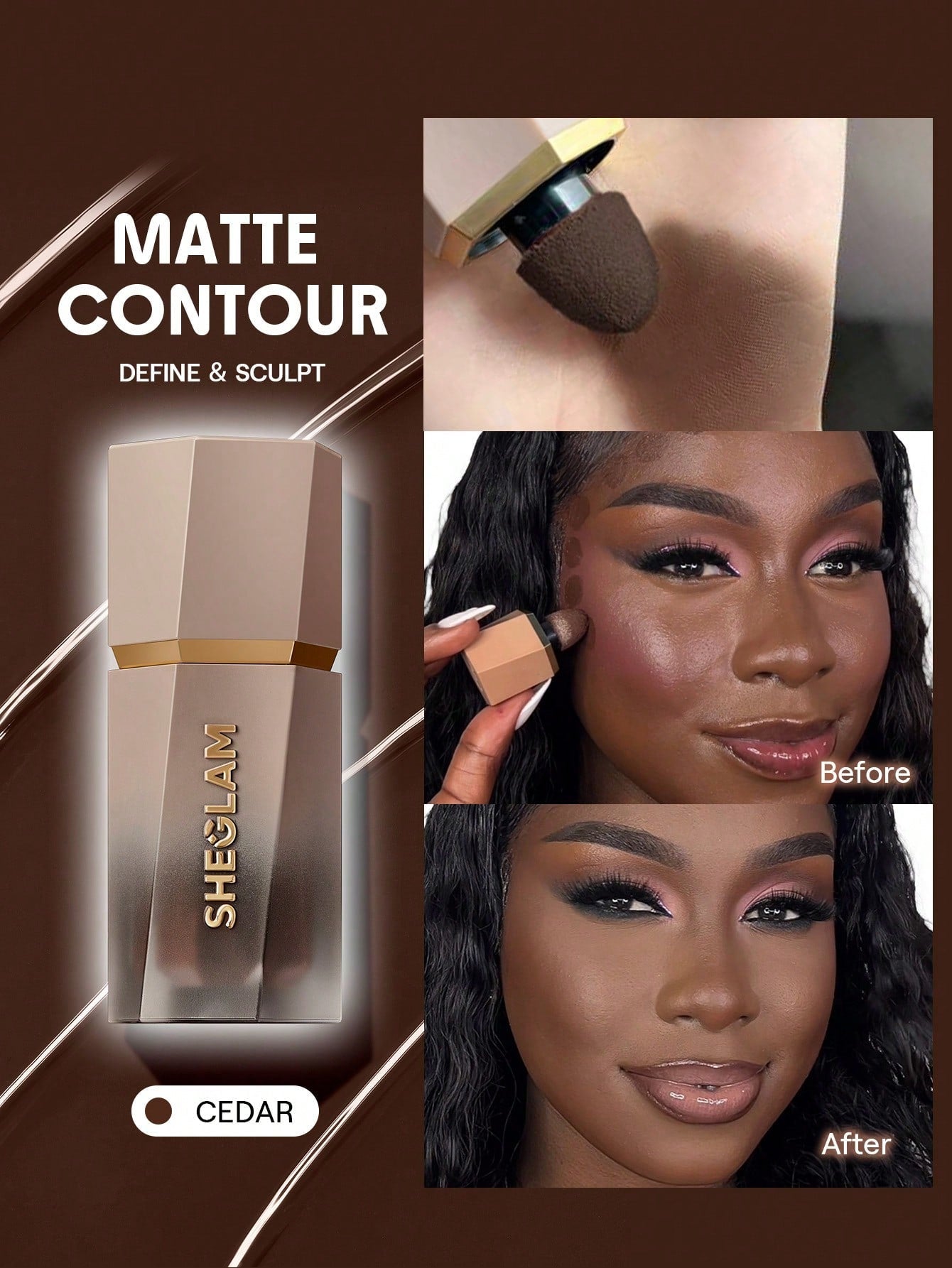 SHEGLAM Sun Beam Matte Liquid Bronzer-Terracotta Gel Cream Contour Non-Greasy Long Lasting Highly Pigmented Natural Contour Contouring Weightless Bronzer Brown Contour & Bronzer Brand Beauty Makeup Face Paint Cosmetic For Women Girls Perfect For Winter Id