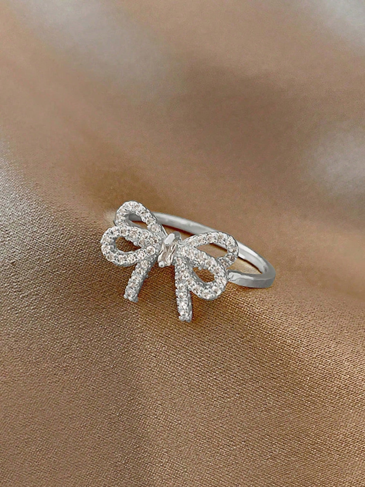 Cubic Zirconia Bowknot Open Ring