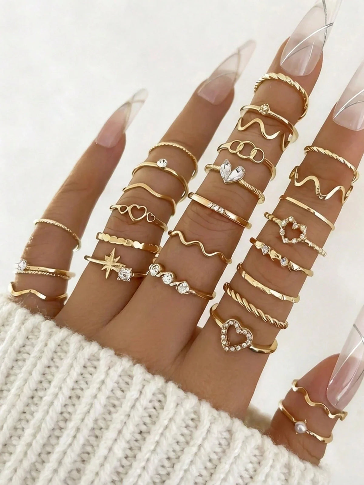 Boho Heart Knuckle Ring Set