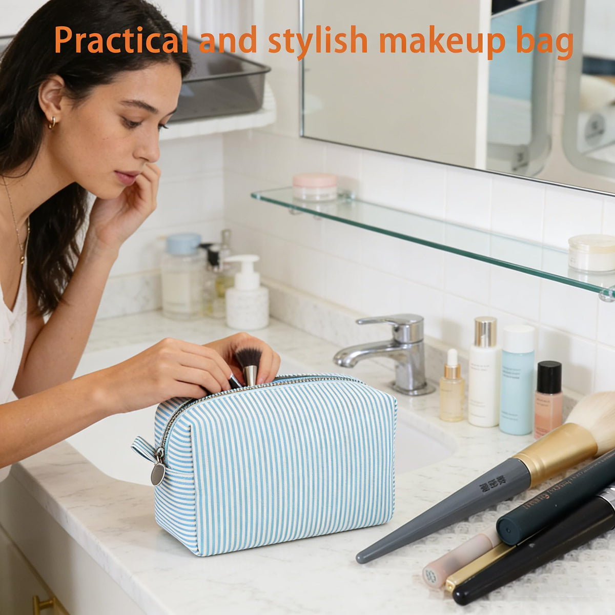 2pcs Makeup Bag Travel Toiletry Bag for Women Lightweight Make Up Bag