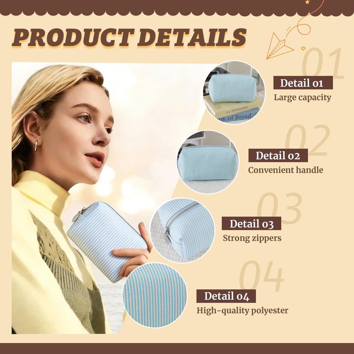 2pcs Makeup Bag Travel Toiletry Bag for Women Lightweight Make Up Bag