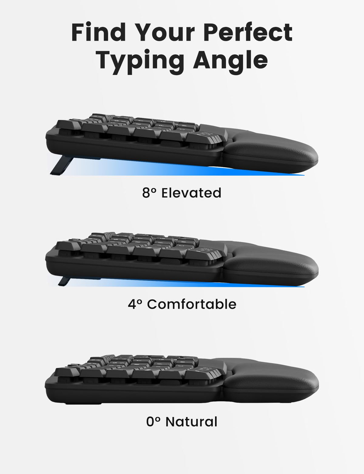 SABLUTE Wireless Keyboard and Mouse Combo, Ergonomic Wave, 30dB Quiet, MA41