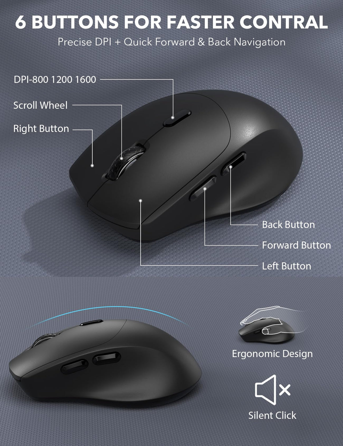 Wireless Keyboard and Mouse Combo - Full-Sized, Ergonomic Wrist Rest