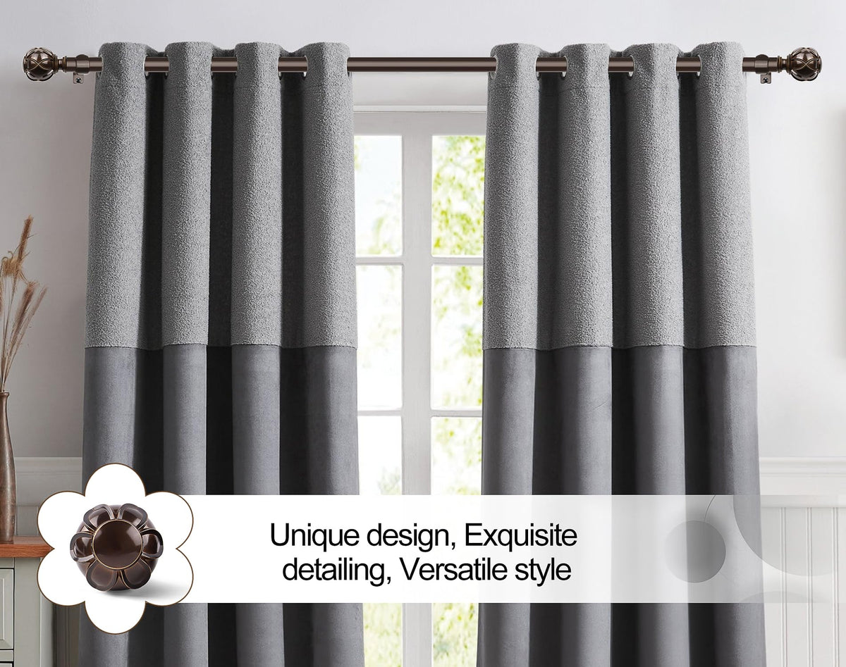 KAMANINA Curtain Rods for Windows 72 to 144 Inch, Long Heavy Duty, Bronze
