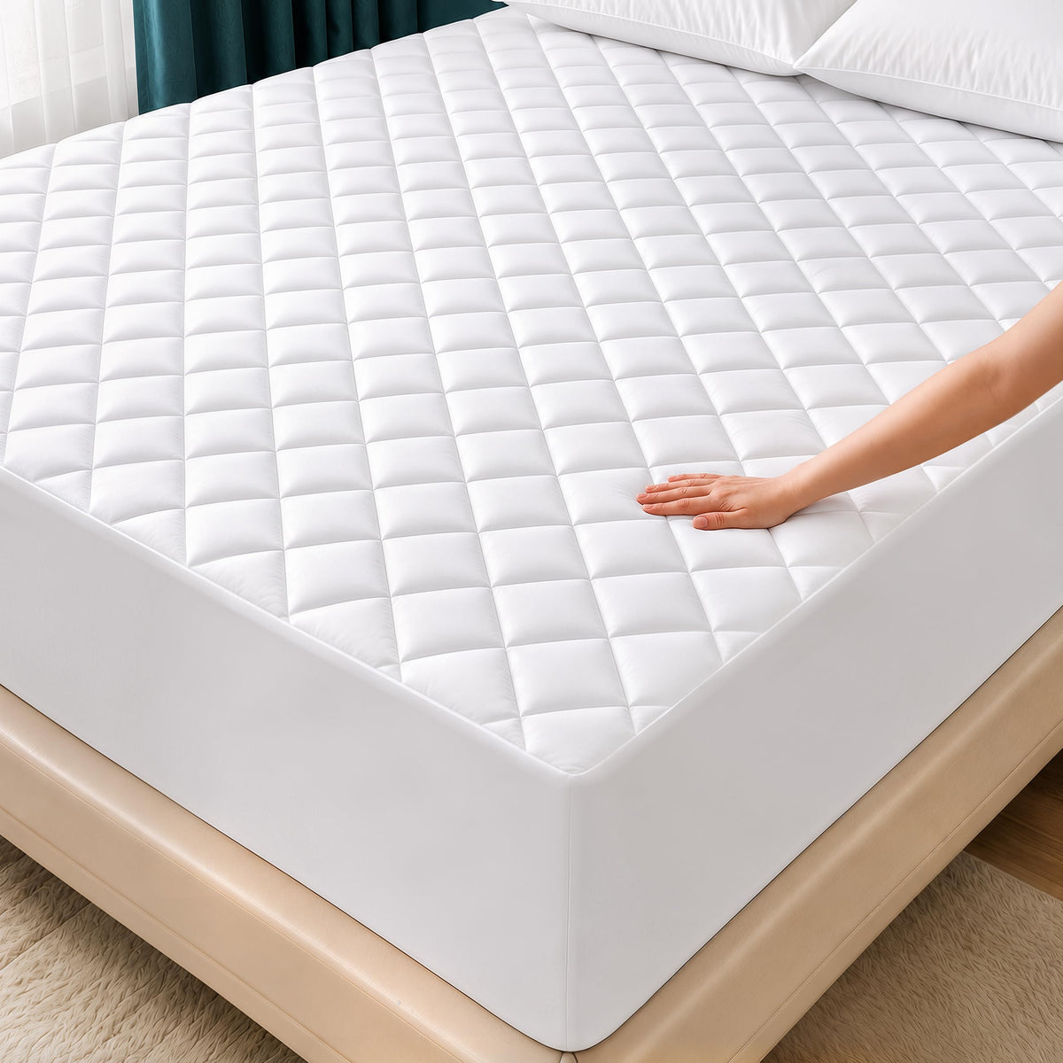 Queen Mattress Pad, Quilted Mattress Protector Topper fits 16" Deep Pocket