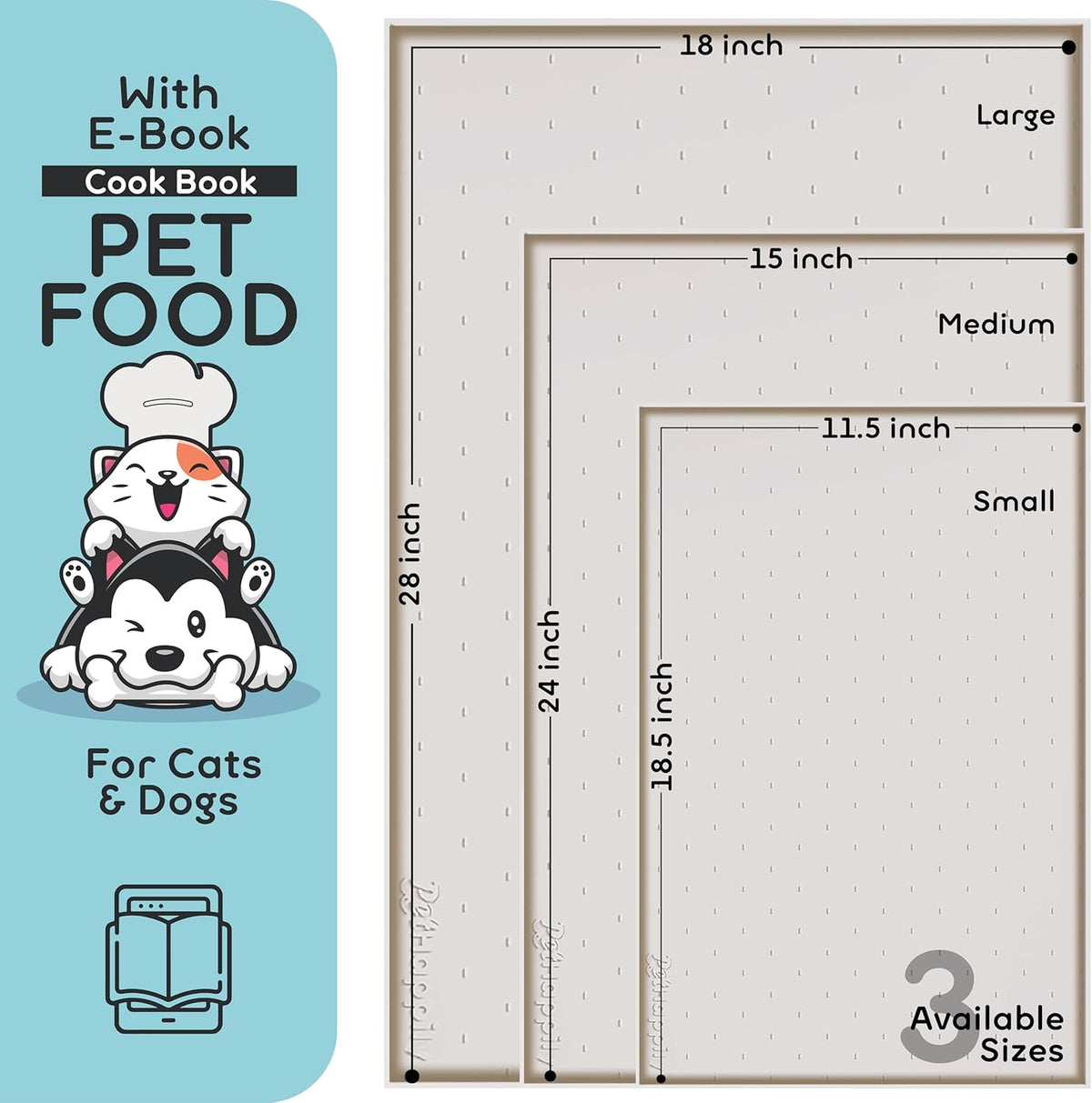Dog Food Mat - Raised Edges Dogs Mat for Food and Water Prevent Spill, Waterproof Cat Food Mats Protect Floors, Easy Clean Dog Bowl Mats for Food and Water, Silicone Pet Feeding Placemats