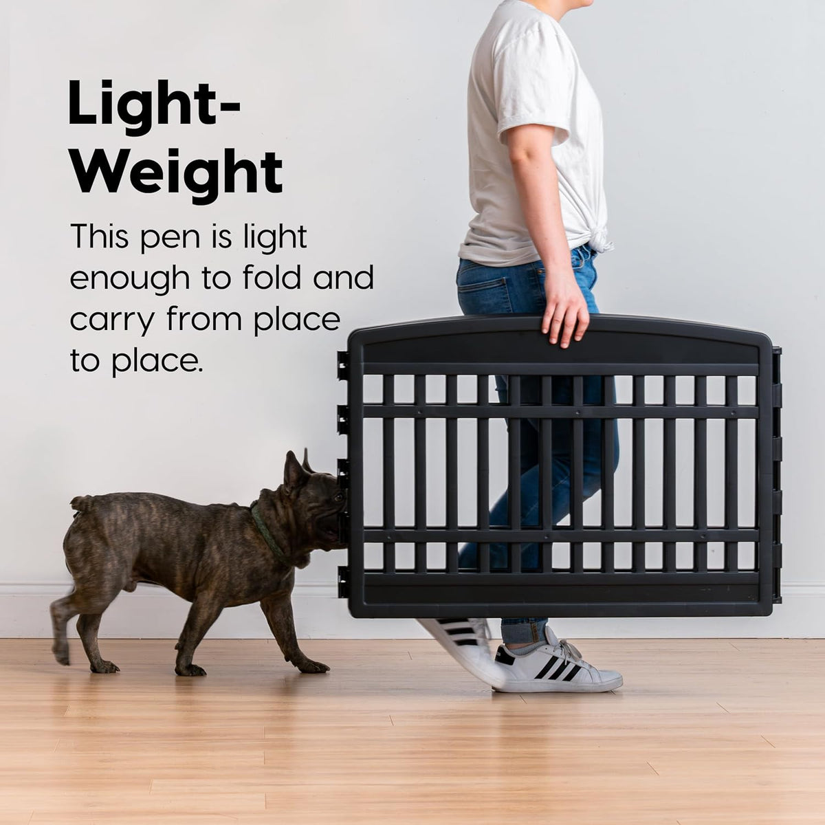 IRIS USA 24" 6-Panel Puppy Playpen, 61 x 61 x 24, Puppy Fence, Dog Playpen, Dog Play Pen Indoors, Pet Fence, Puppies/Small Dogs, Black