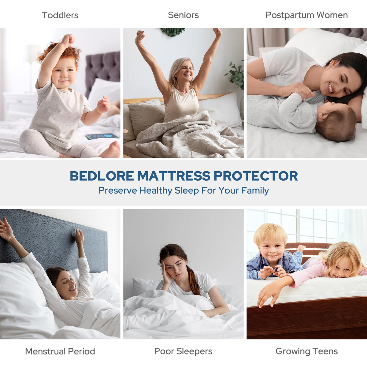 BEDLORE Waterproof Mattress Protector, Queen Size Mattress Pad Noiseless