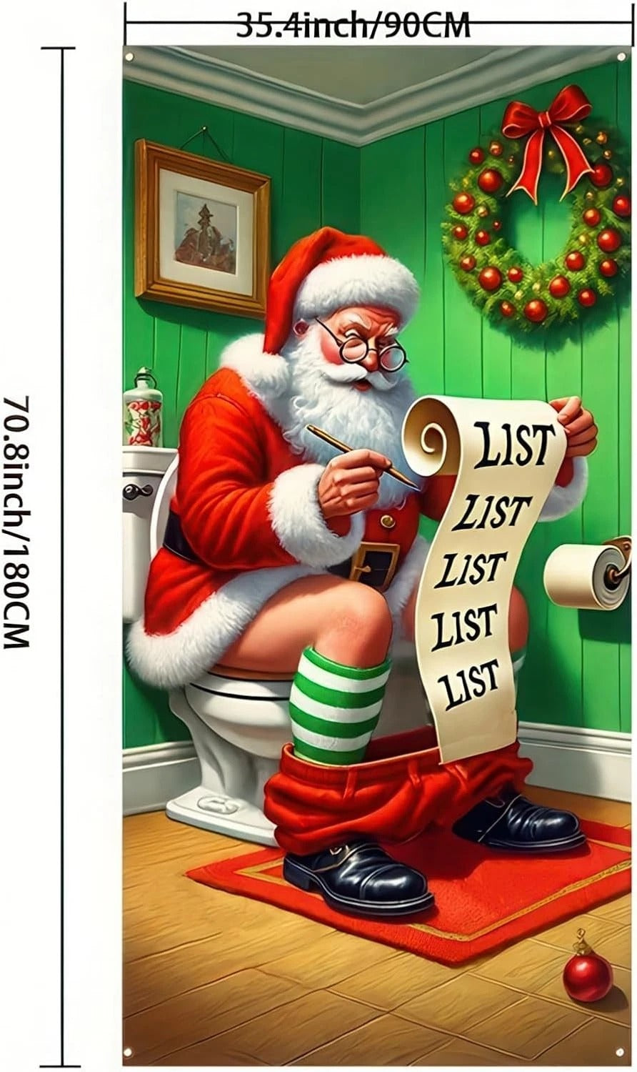 Christmas Santa Restroom Door Cover