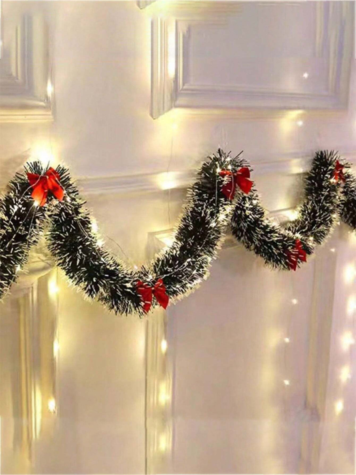 Green White Snowflake Christmas Tinsel