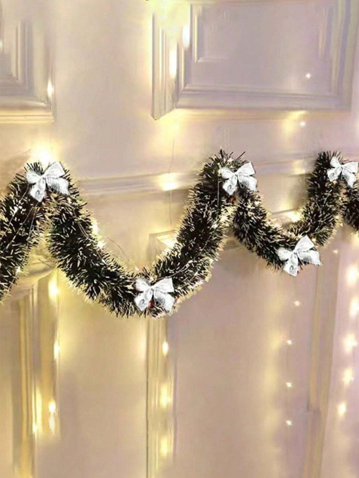 Green White Snowflake Christmas Tinsel