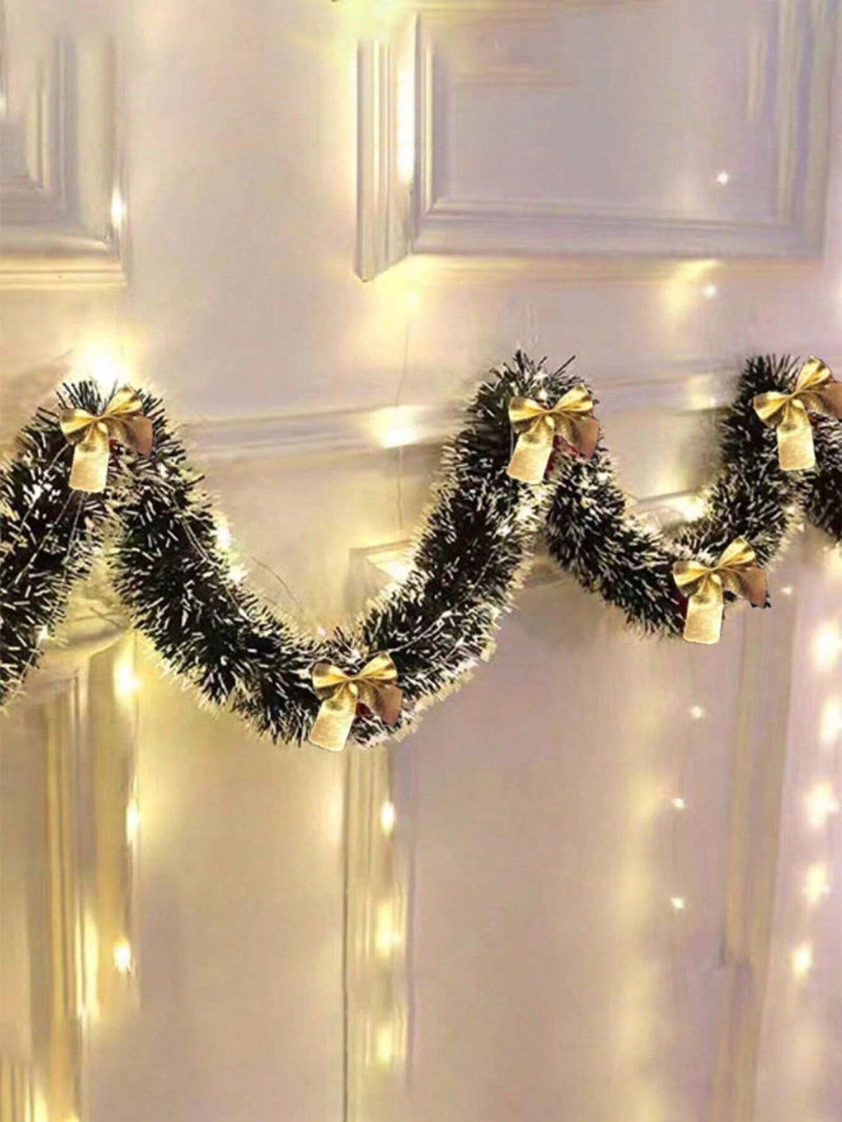 Green White Snowflake Christmas Tinsel