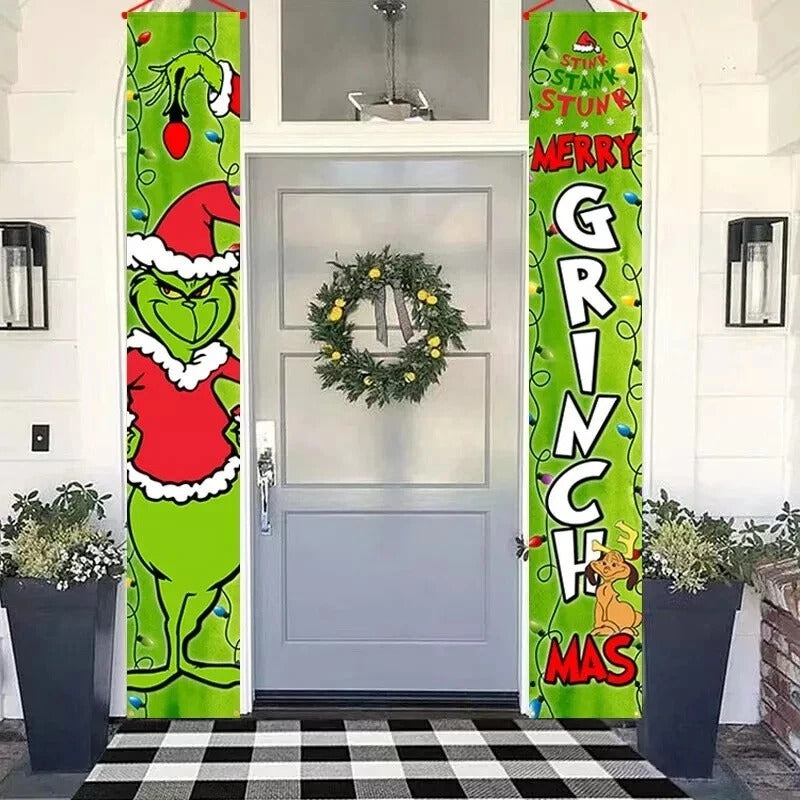 Grinch Christmas Porch Door Decorations